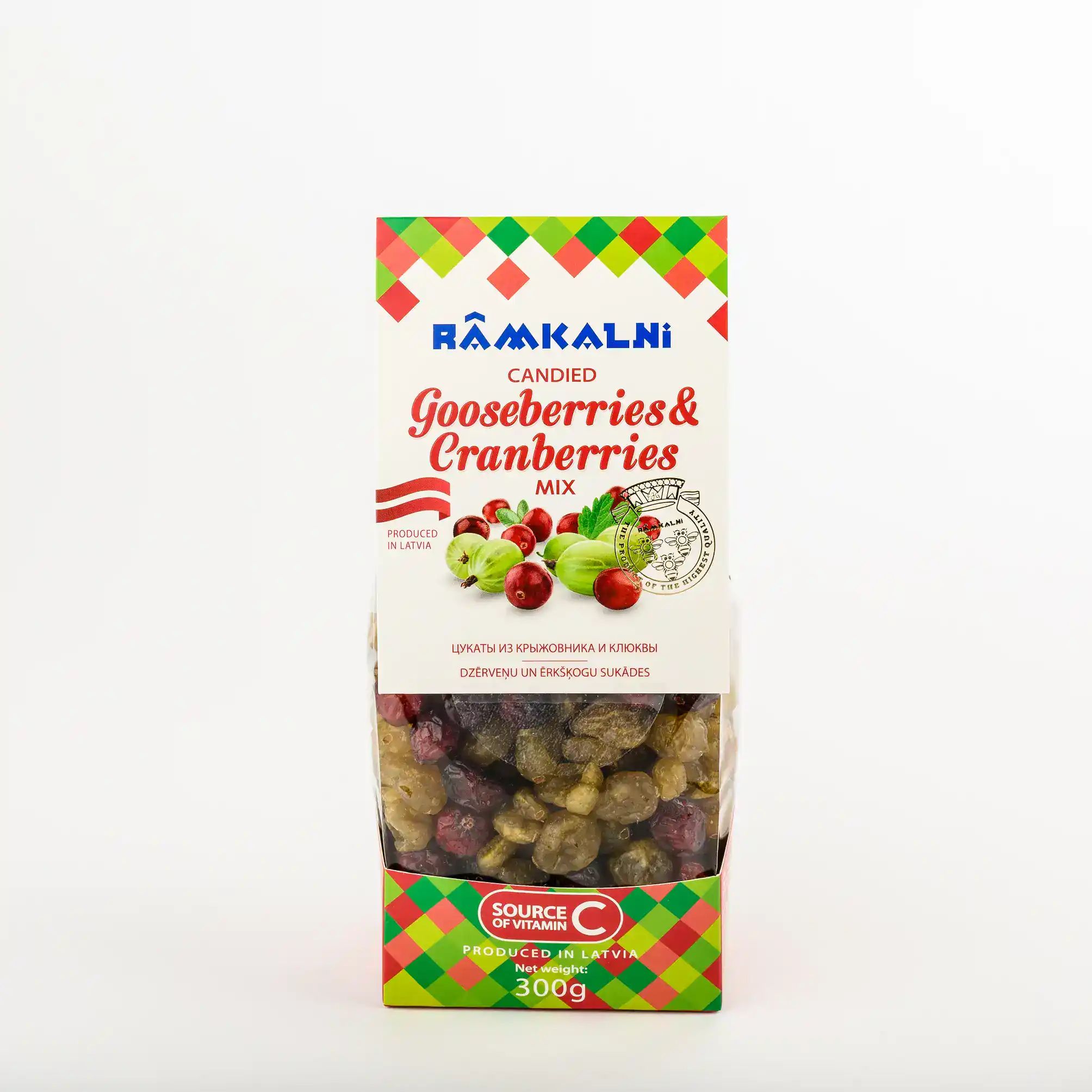 Ērkšķogu un lielogu dzērveņu sukādes, 300 g