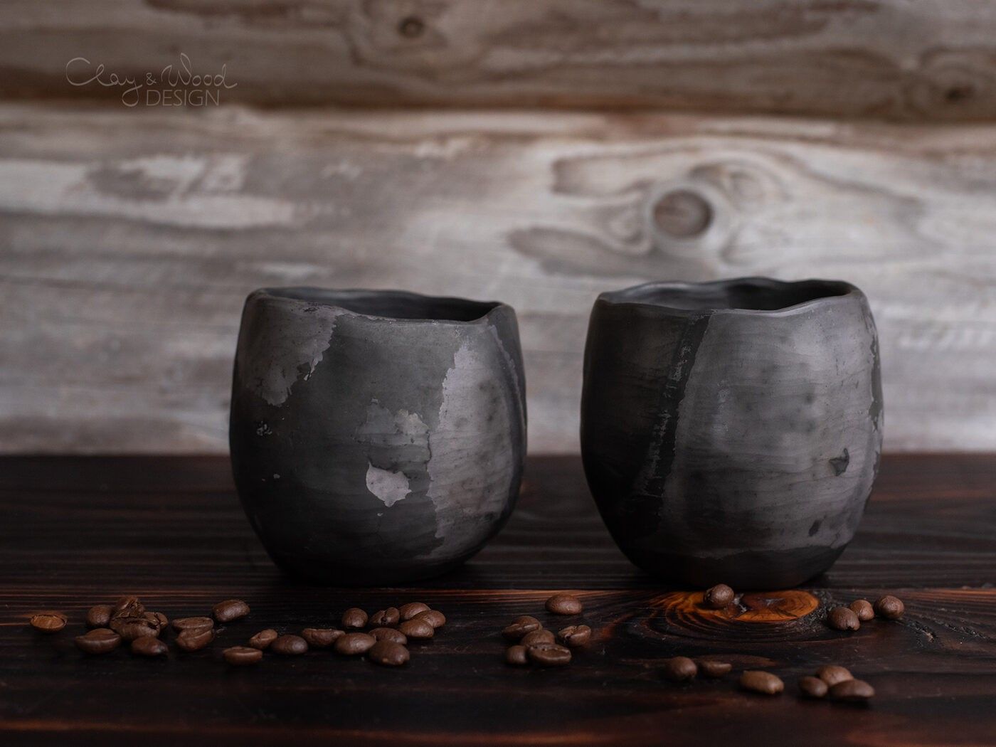 Krūze Clay & Wood Design, 250 ml, keramika, melnā krāsā