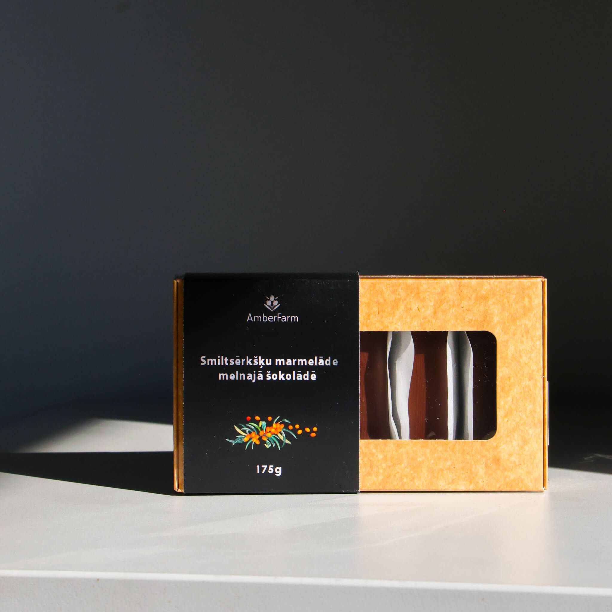 Smiltsērkšķu marmelāde tumšajā šokolādē, 175 g