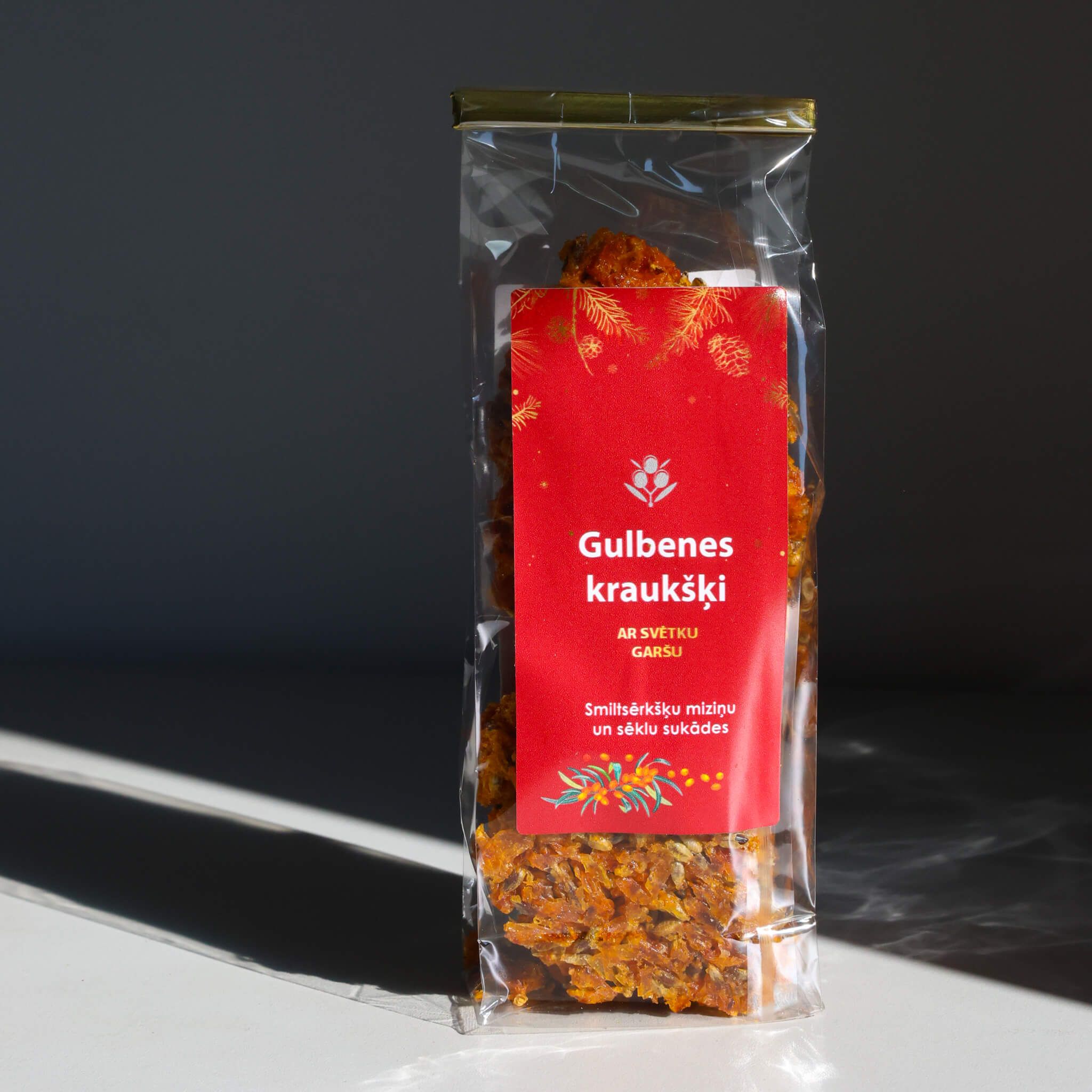 Smiltsērkšķu sukādes „Gulbenes kraukšķi” svētku — ar garšvielām, 100 g