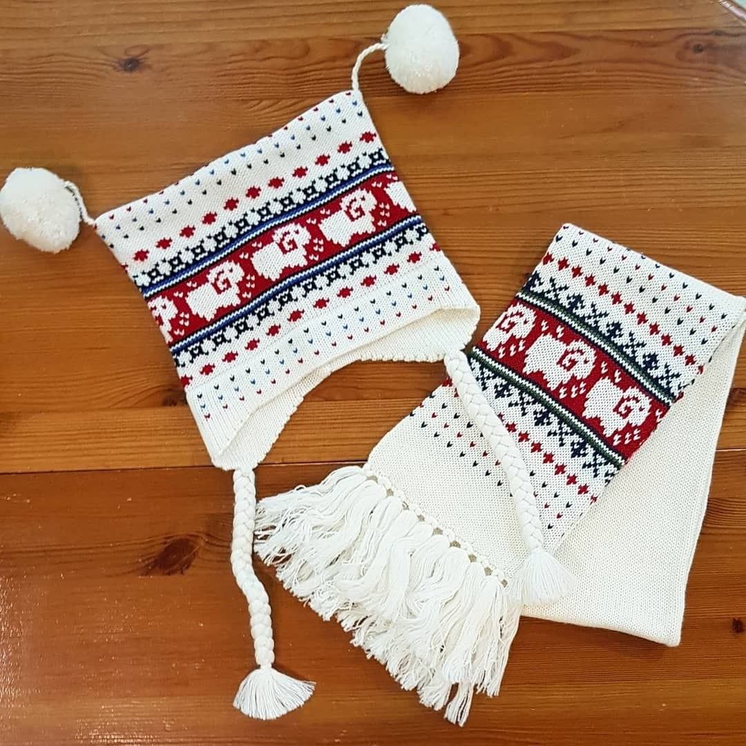 Bērnu cepure Tīnes, vilna, baltā, sarkanā krāsā