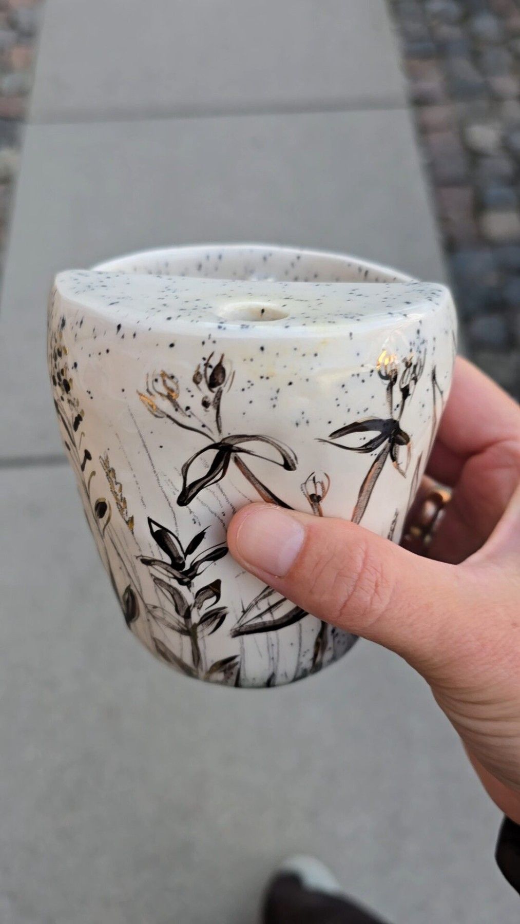 Krūze KAISME, 250 ml, keramika, baltā, melnā krāsā