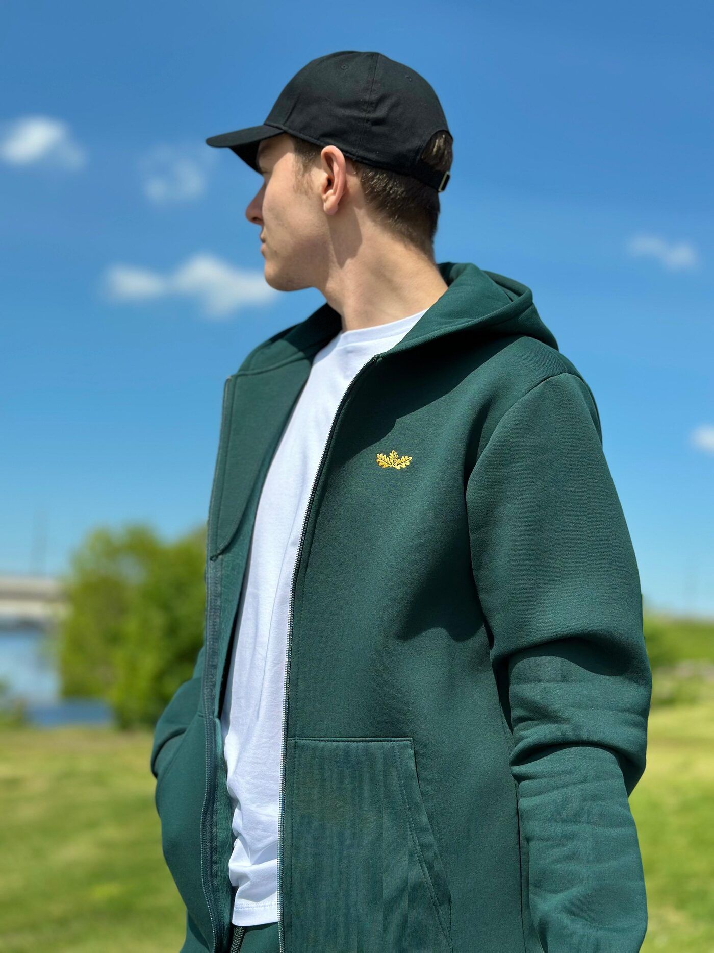 Vīriešu jaka Ozolvīle, XS, M, L, kokvilna, zaļā krāsā — attēls 5