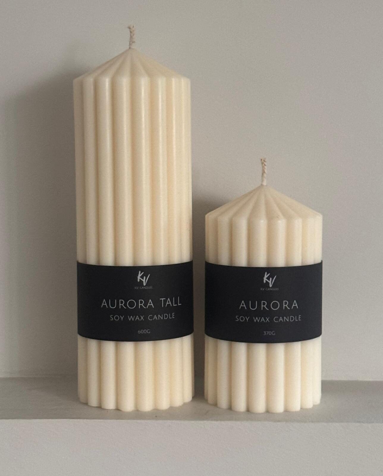 Svece KV Candles, cilindra (stieņa), sojas vasks, bēšā krāsā — attēls 2