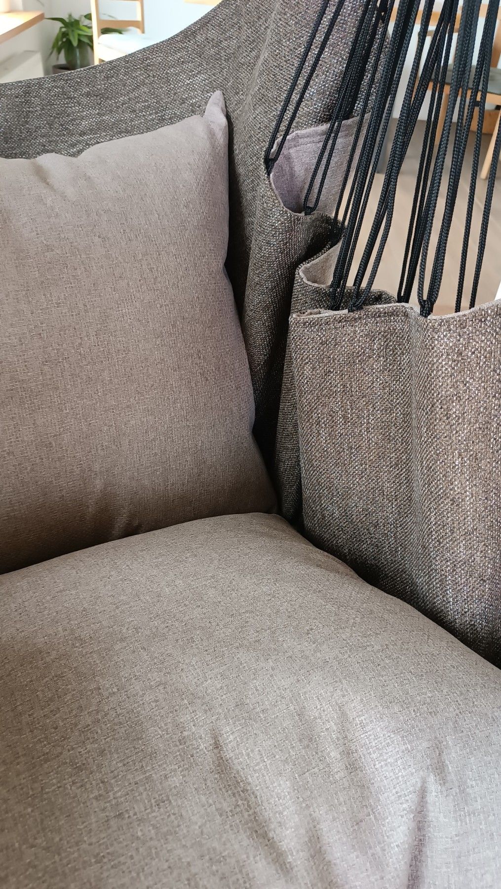 Šūpuļkrēsls Decochair, koks, tekstils, brūnā, bēšā krāsā — attēls 5