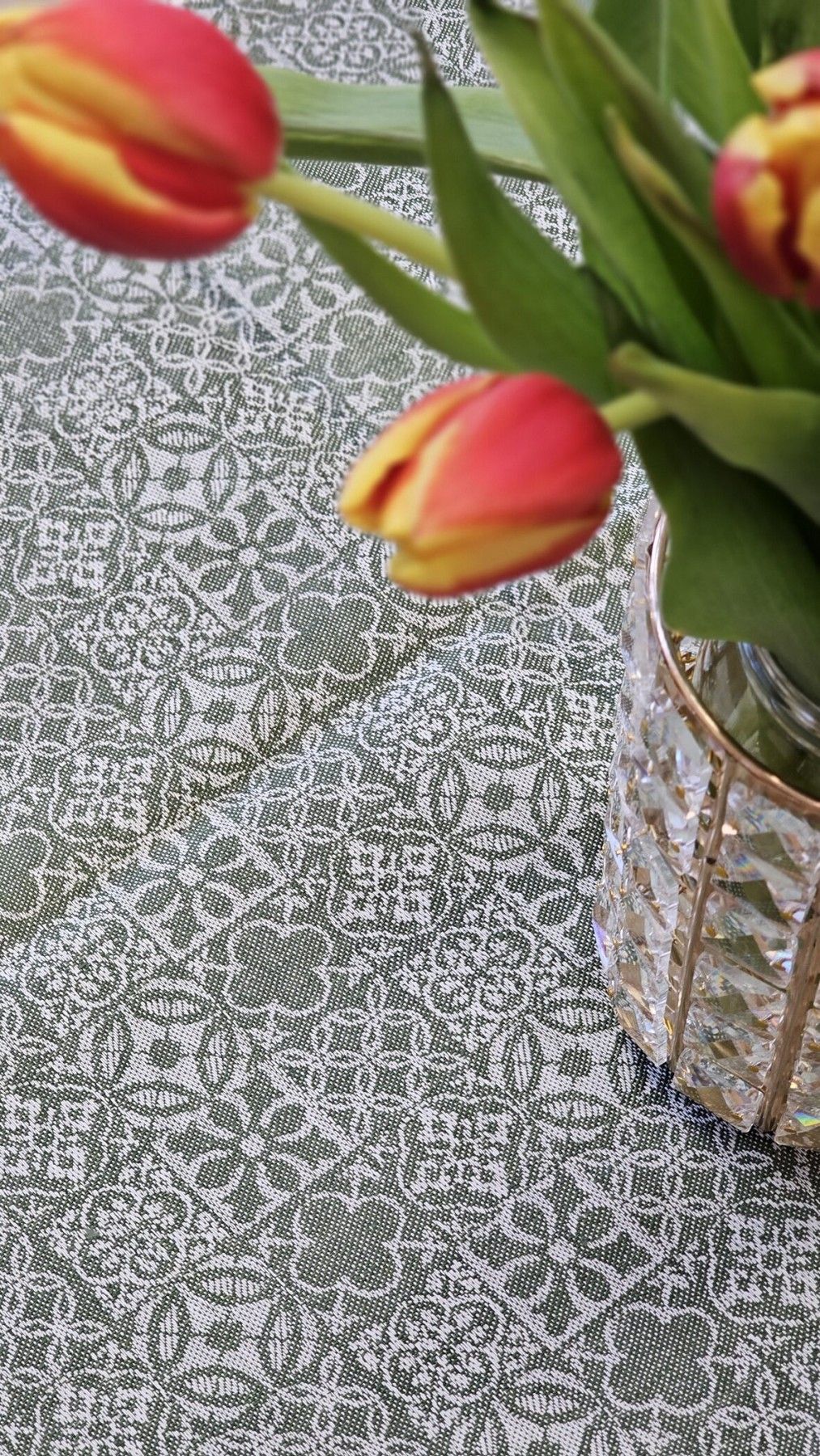 Galdauts MiPe Design, garums 100 cm, lins, zaļā krāsā — attēls 2