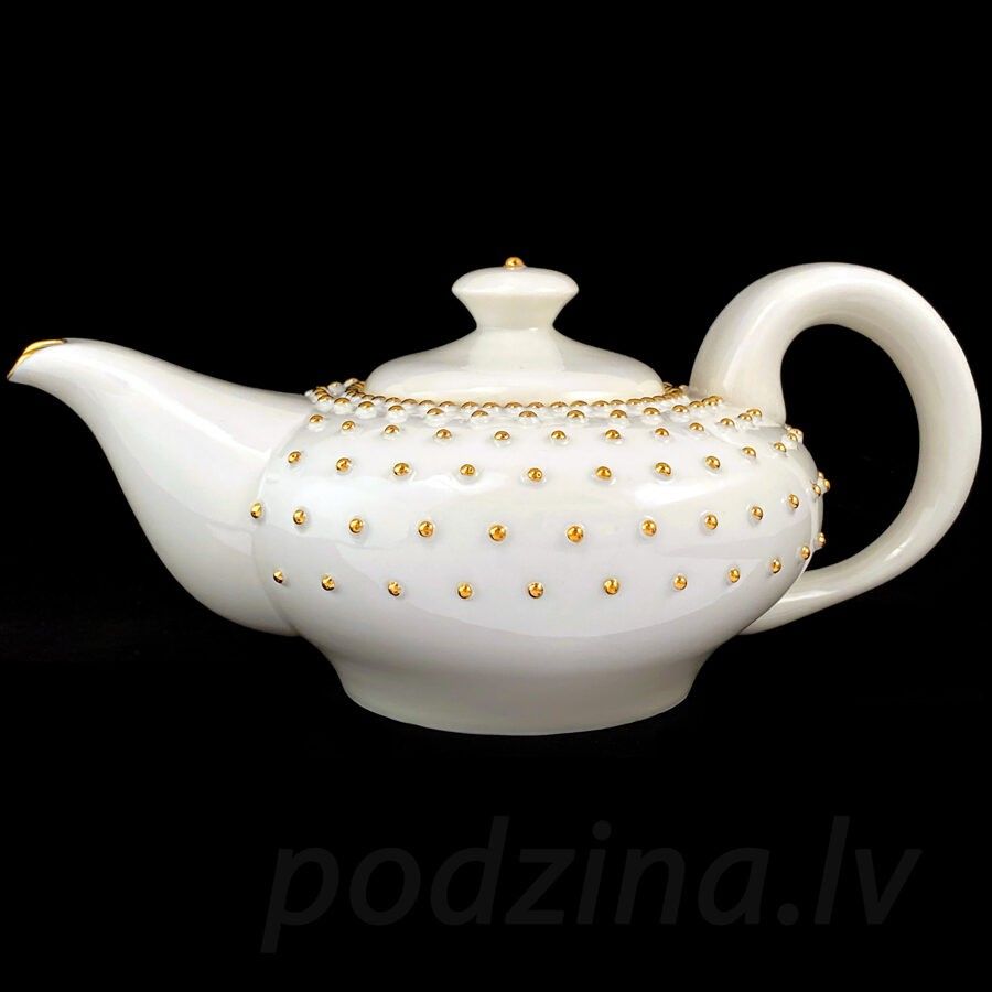 Servēšanas trauki Podziņas porcelāns, baltā, zelta krāsā