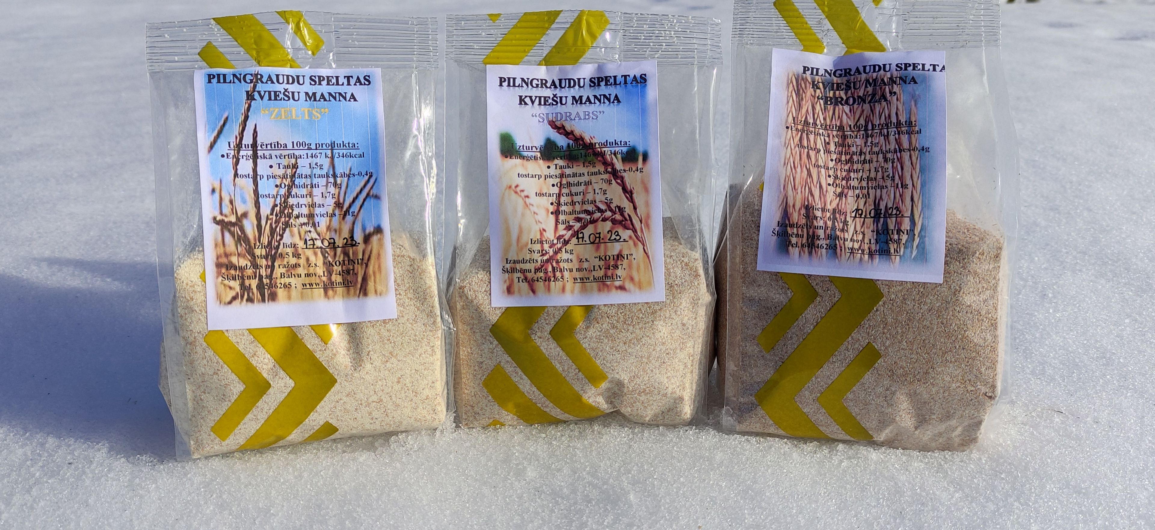 Pilngraudu speltas kviešu manna „Zelts”, 0,5 kg