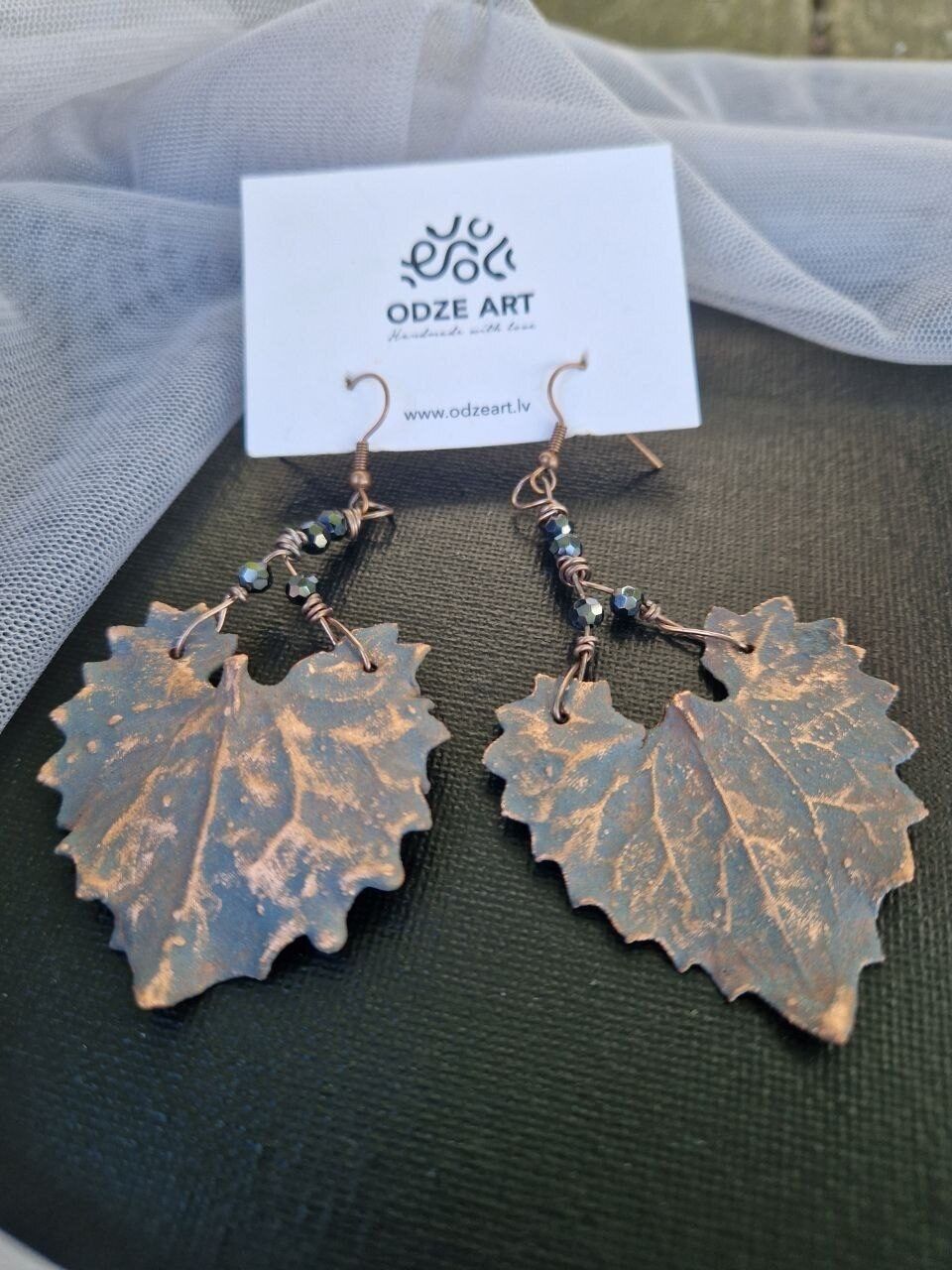 Auskari Odze Art, brūnā, pelēkā krāsā — attēls 3