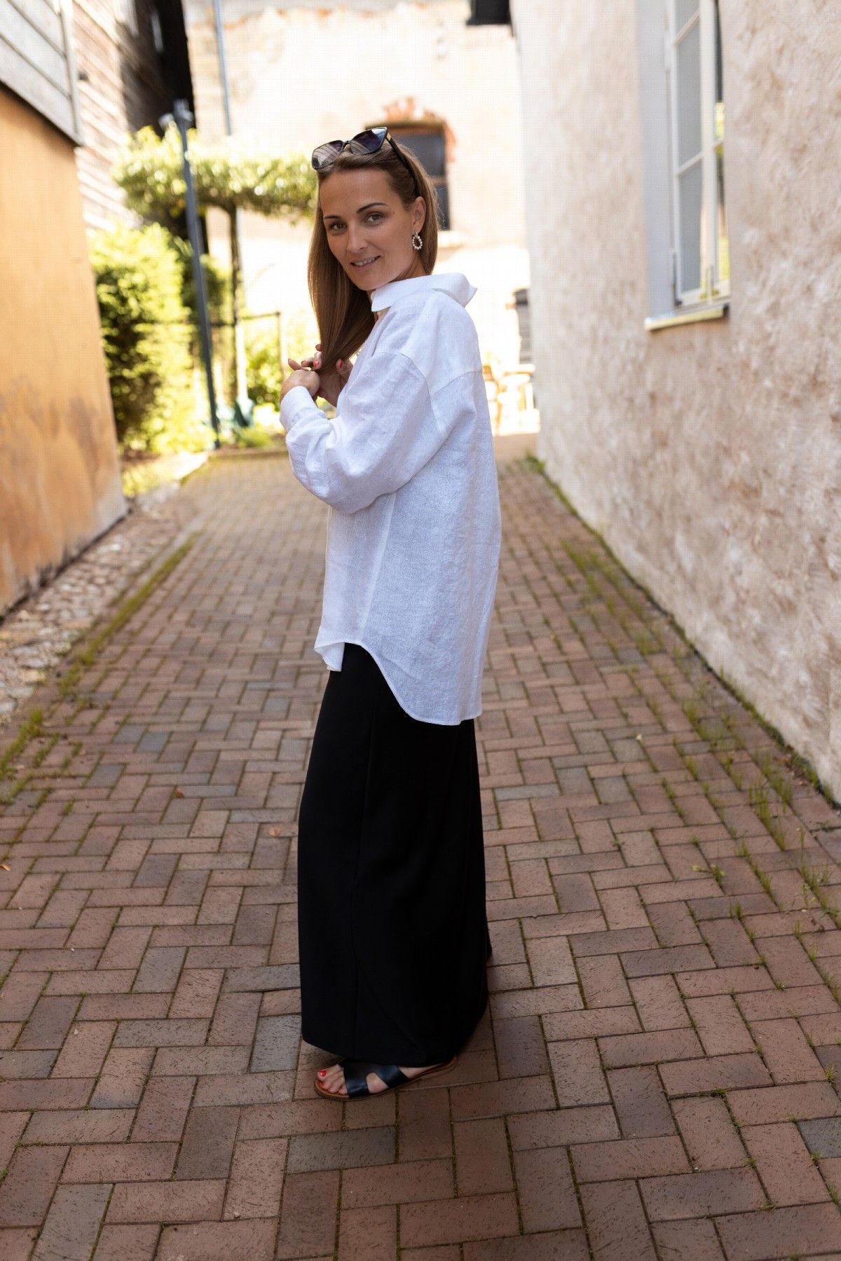 Blūze DEJAMOON, S, L, XL, lins, baltā krāsā