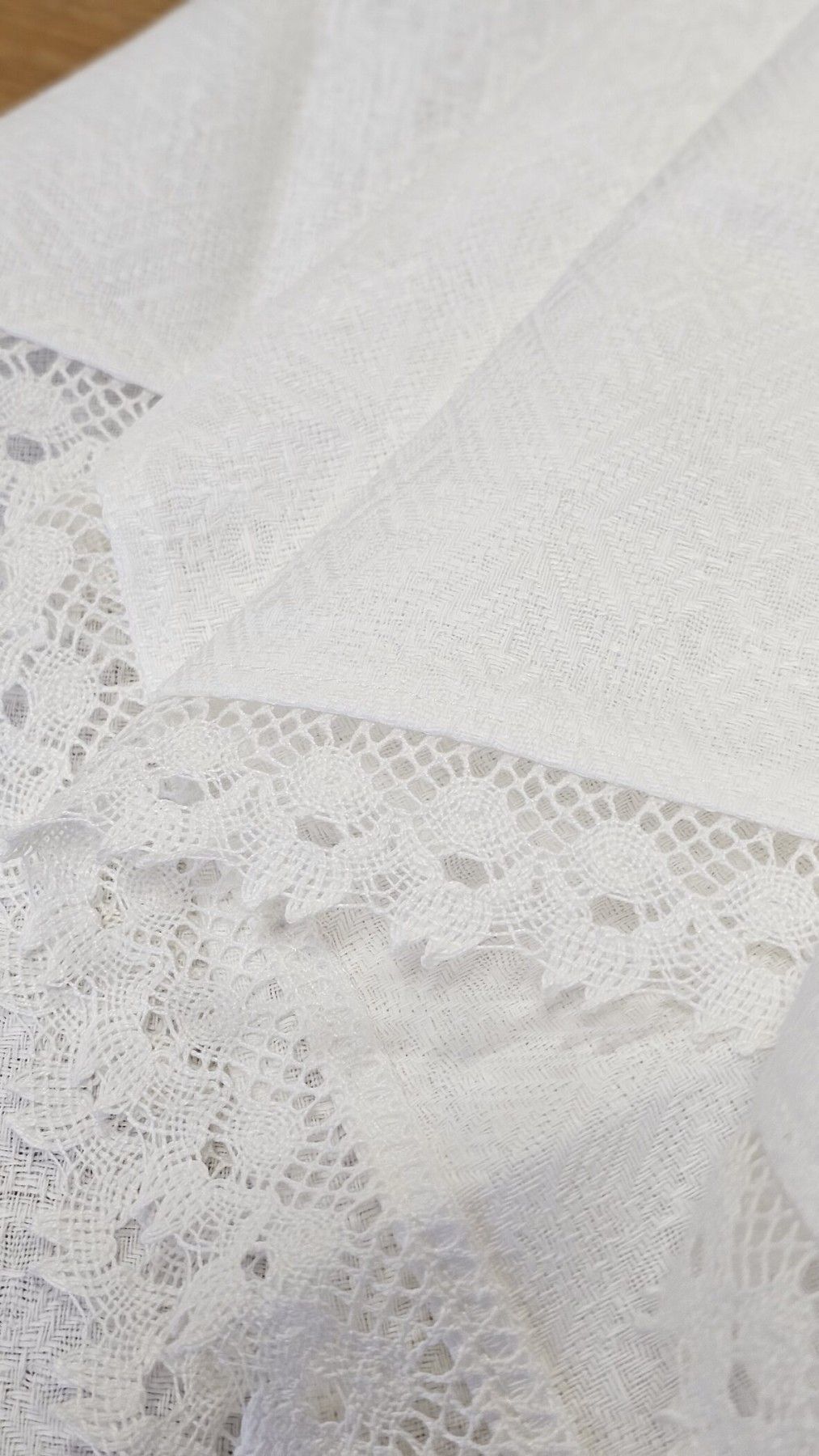Galdauts MiPe Design, garums 120 cm, lins, baltā krāsā — attēls 3