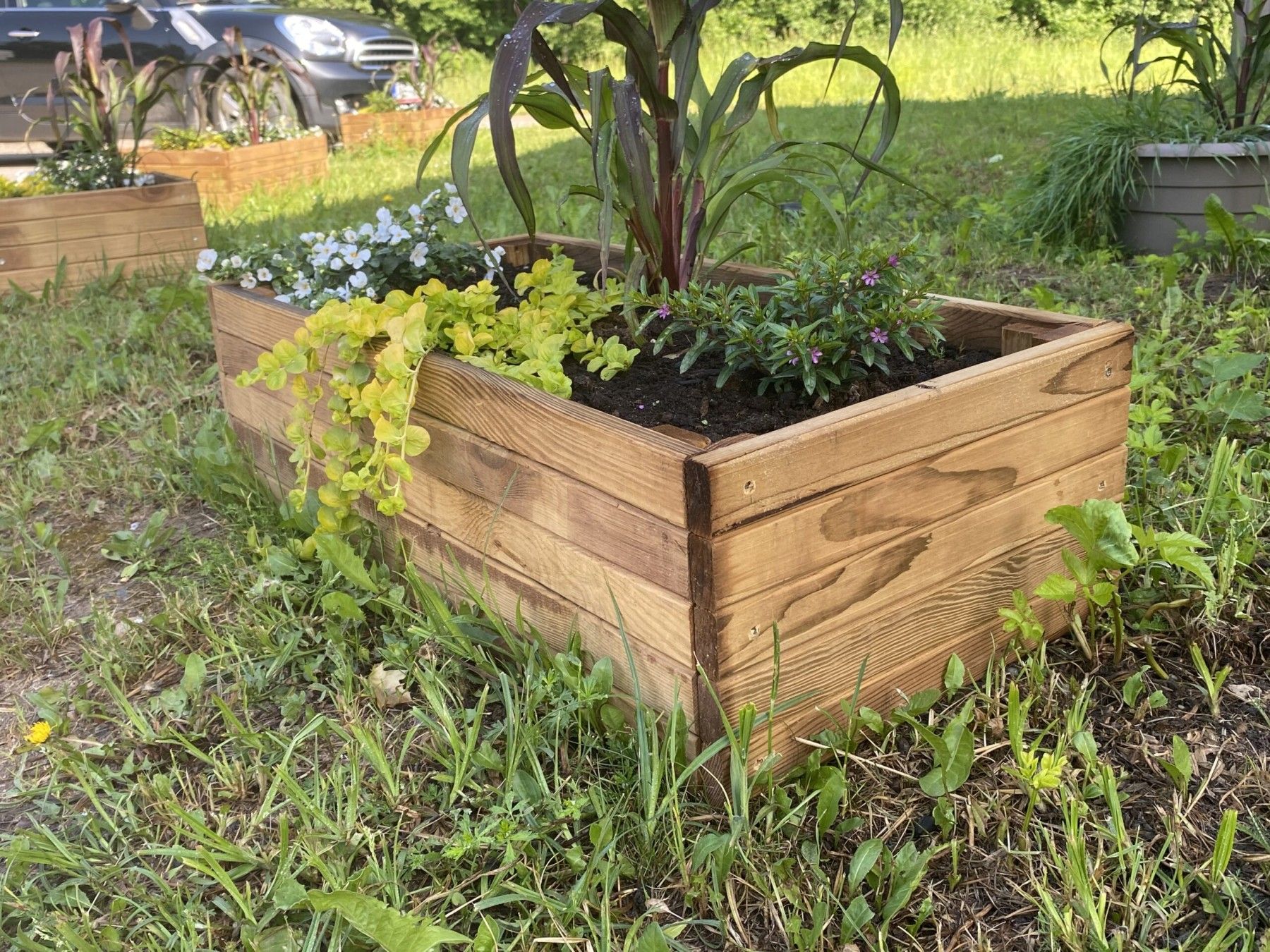 Puķu pods Balustrāde, puķu kaste, platums 40 cm, koks — attēls 2