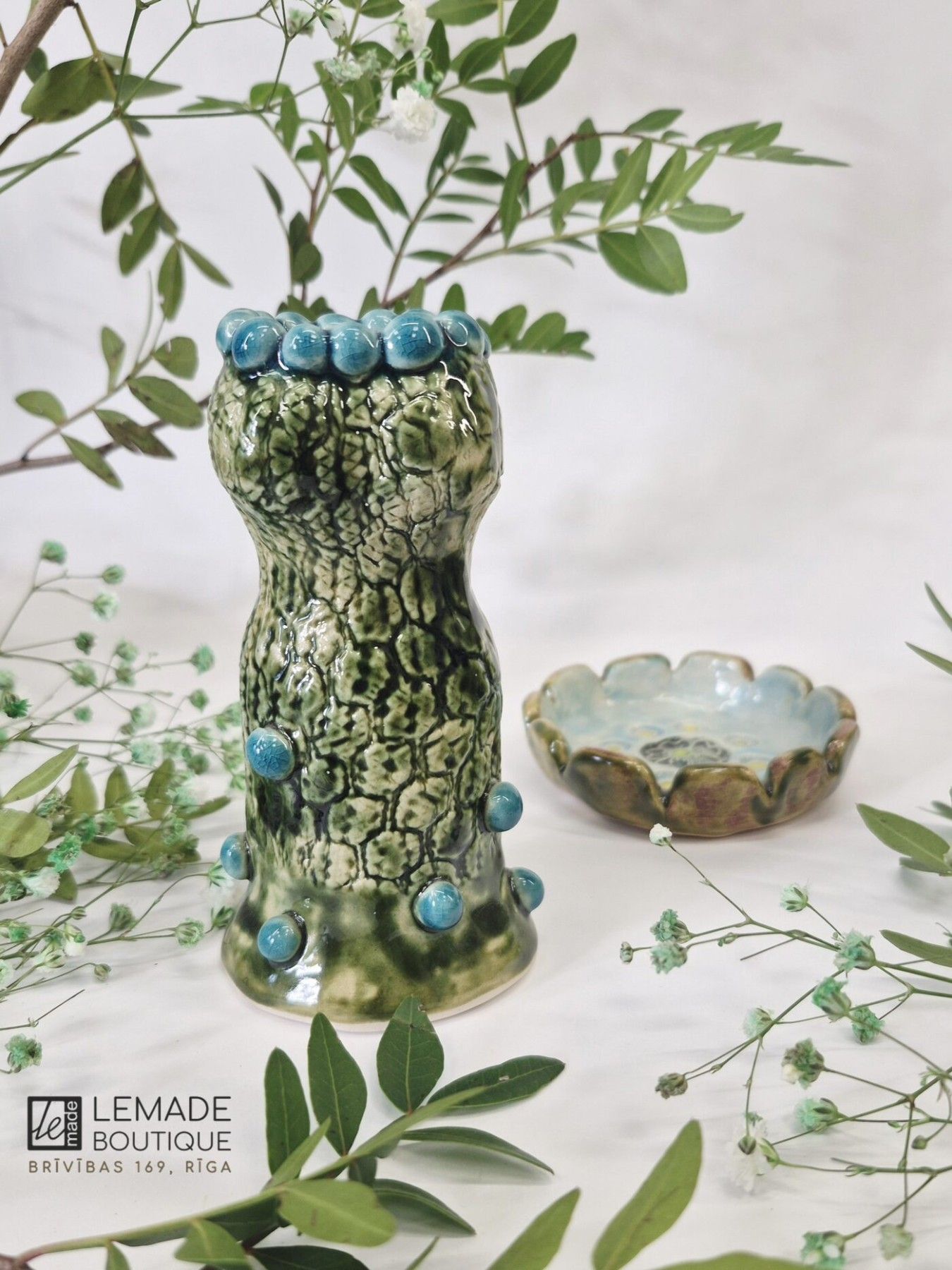 Vāze LeMade, augstums 12,5 cm, keramika, zaļā krāsā