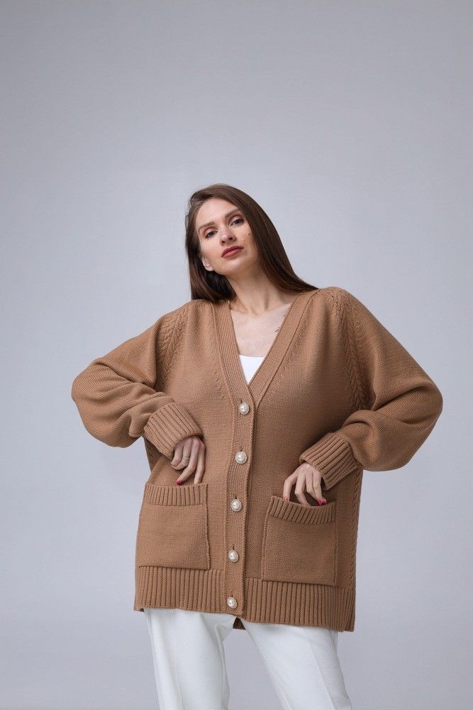 Sieviešu jaka Nair, one size, merino vilna, bēšā krāsā