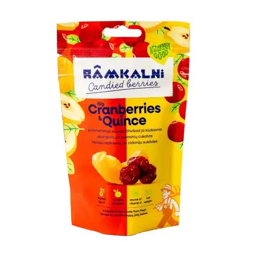 Lielogu dzērveņu un krūmcidoniju sukādes, 80 g