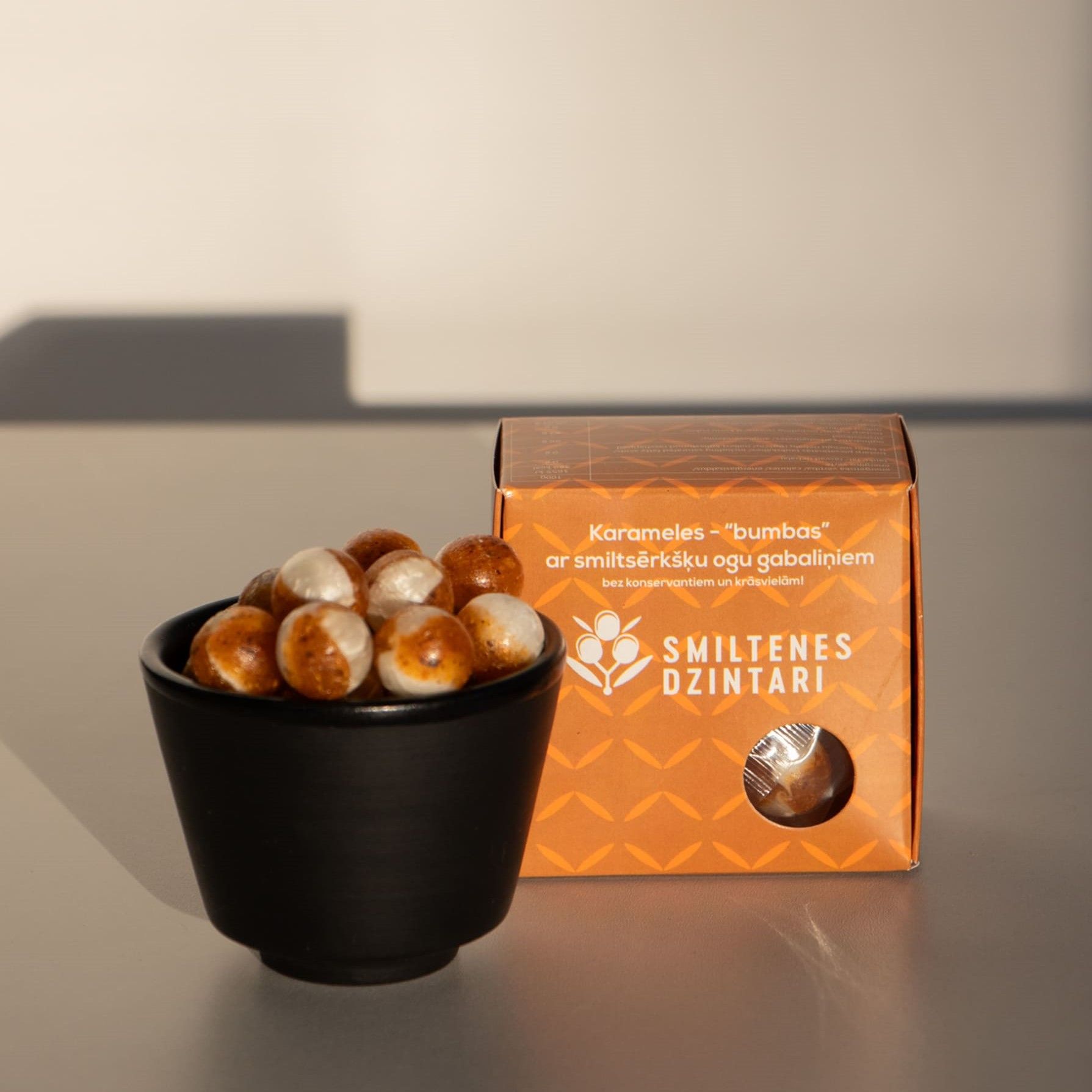 Smiltsērkšķu karameles „Bumbiņas”, 50 g