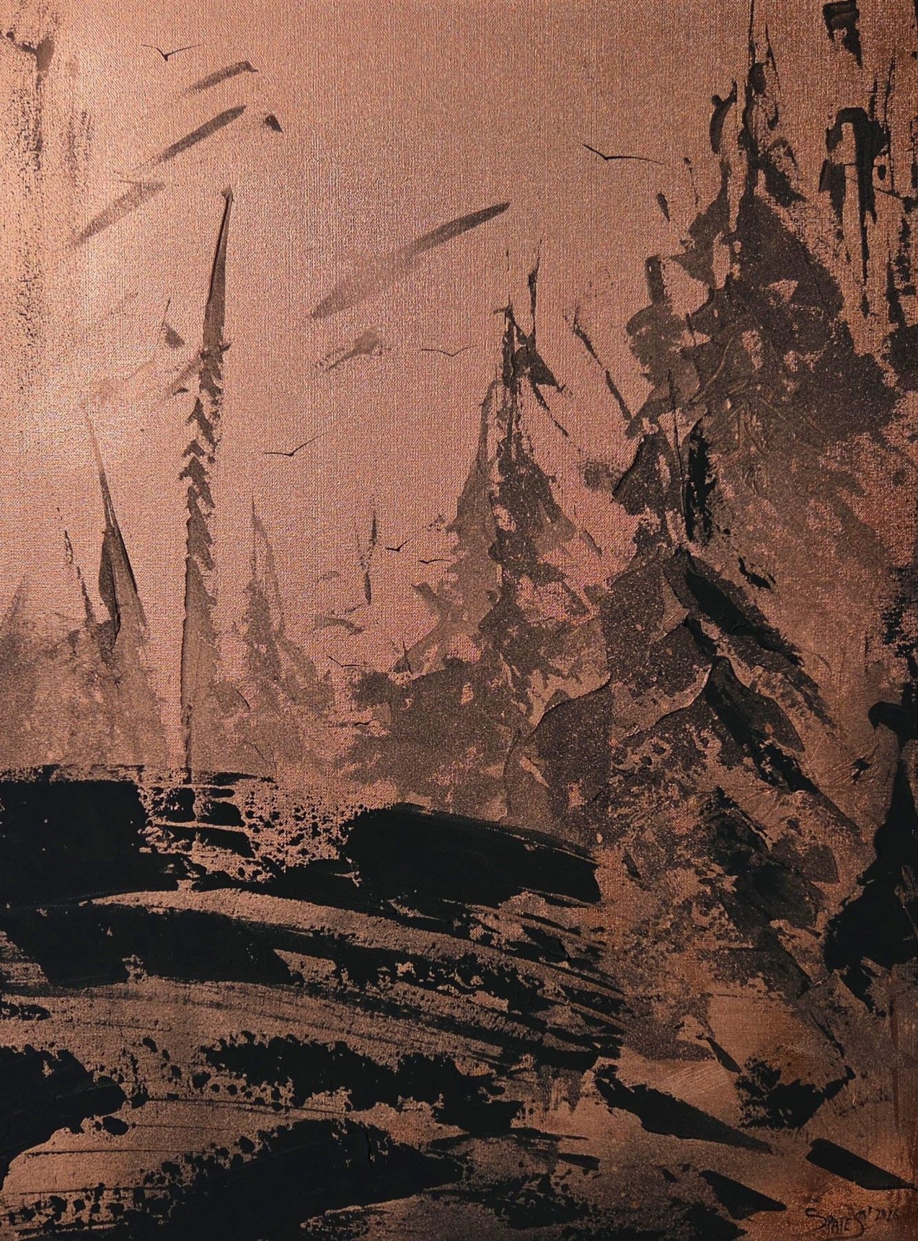 Glezna Artterrace, brūnā, melnā krāsā