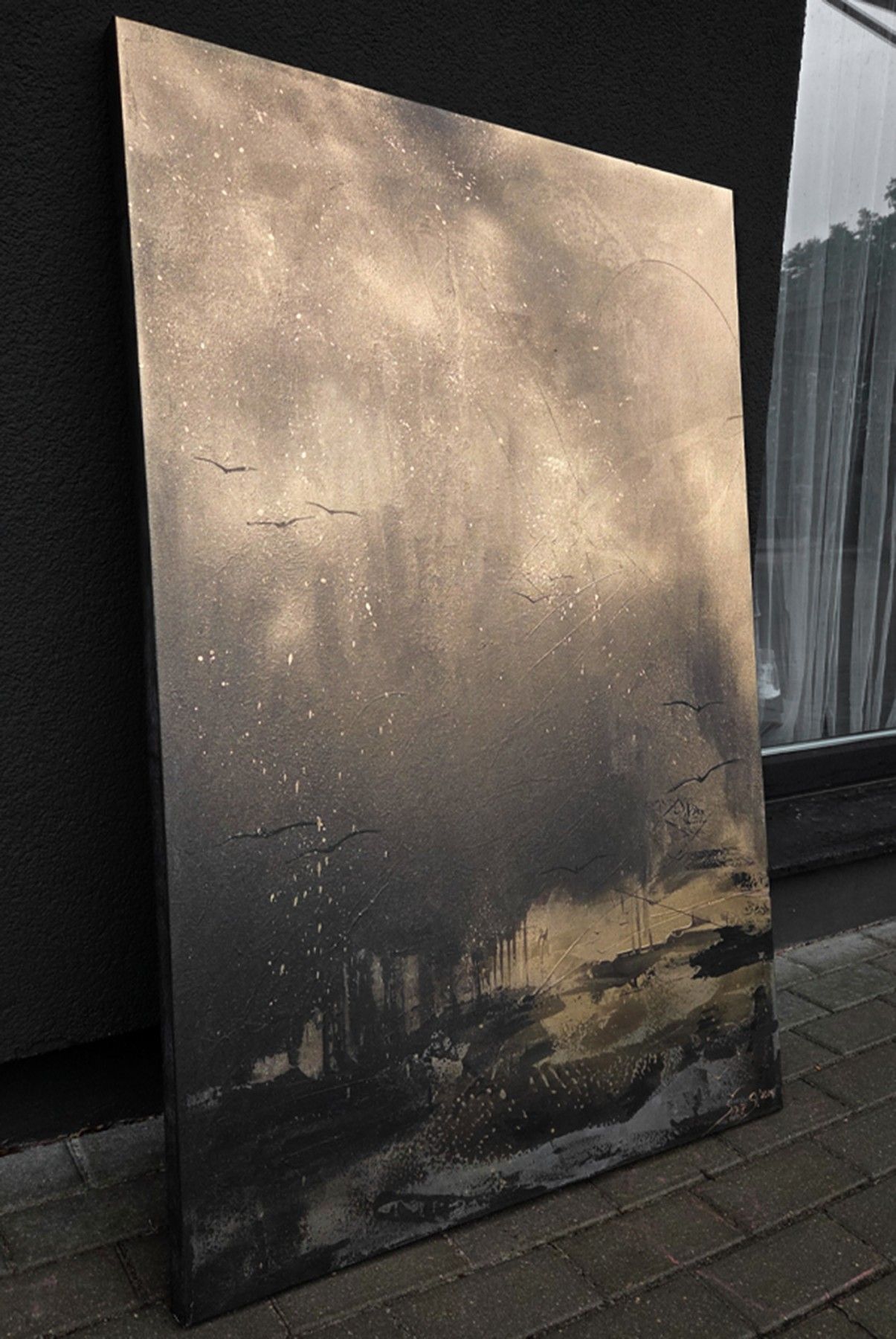 Glezna Artterrace, zelta, pelēkā krāsā — attēls 3