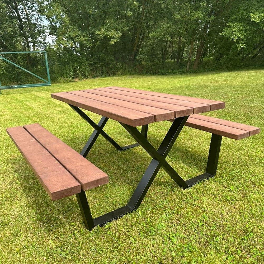 Dārza mēbeļu komplekts DM GRILL Piknika galds X, 80 kg, koks — attēls 3