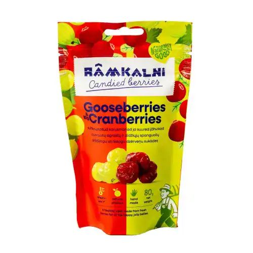 Ērkšķogu un lielogu dzērveņu sukādes, 80 g