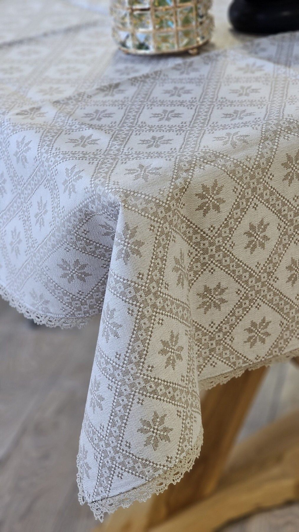 Galdauts MiPe Design, garums 100 cm, lins, bēšā krāsā — attēls 2