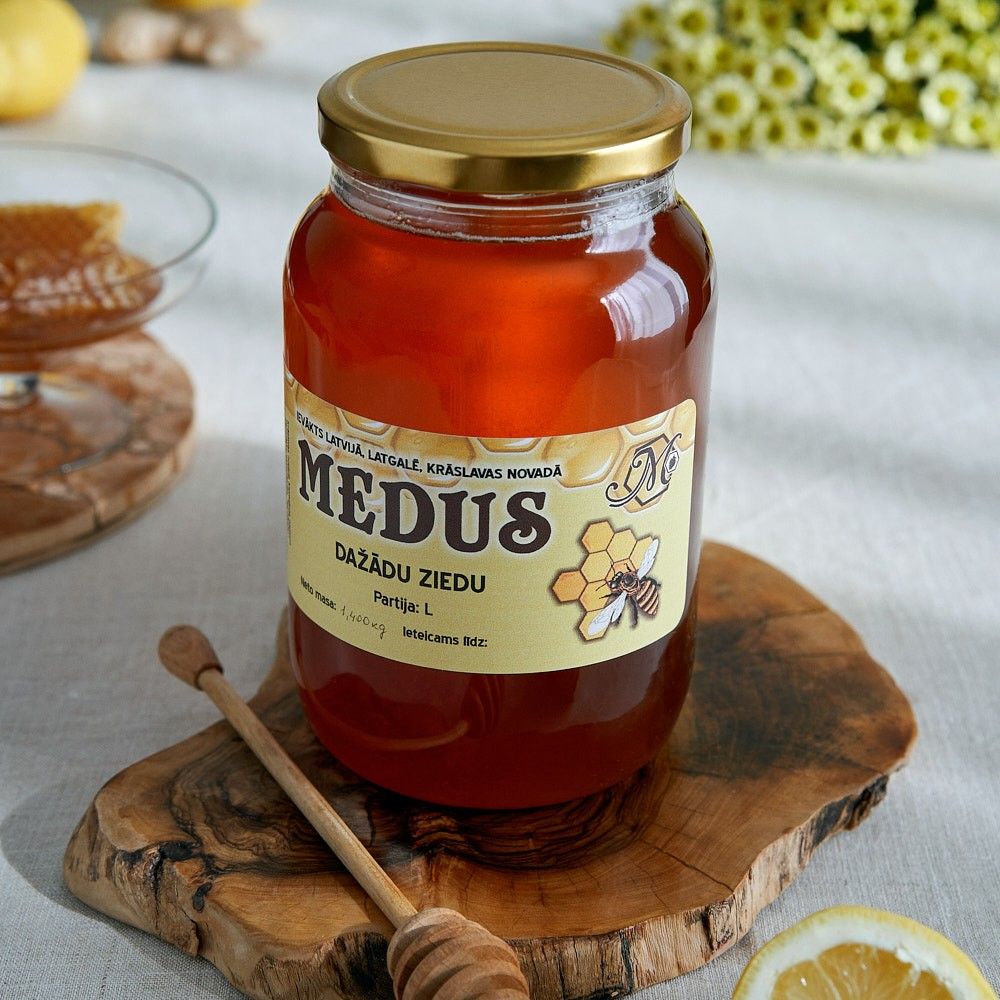 Mežinieku Medus, ziedu (jaukts), 1 400 g, raža 2026