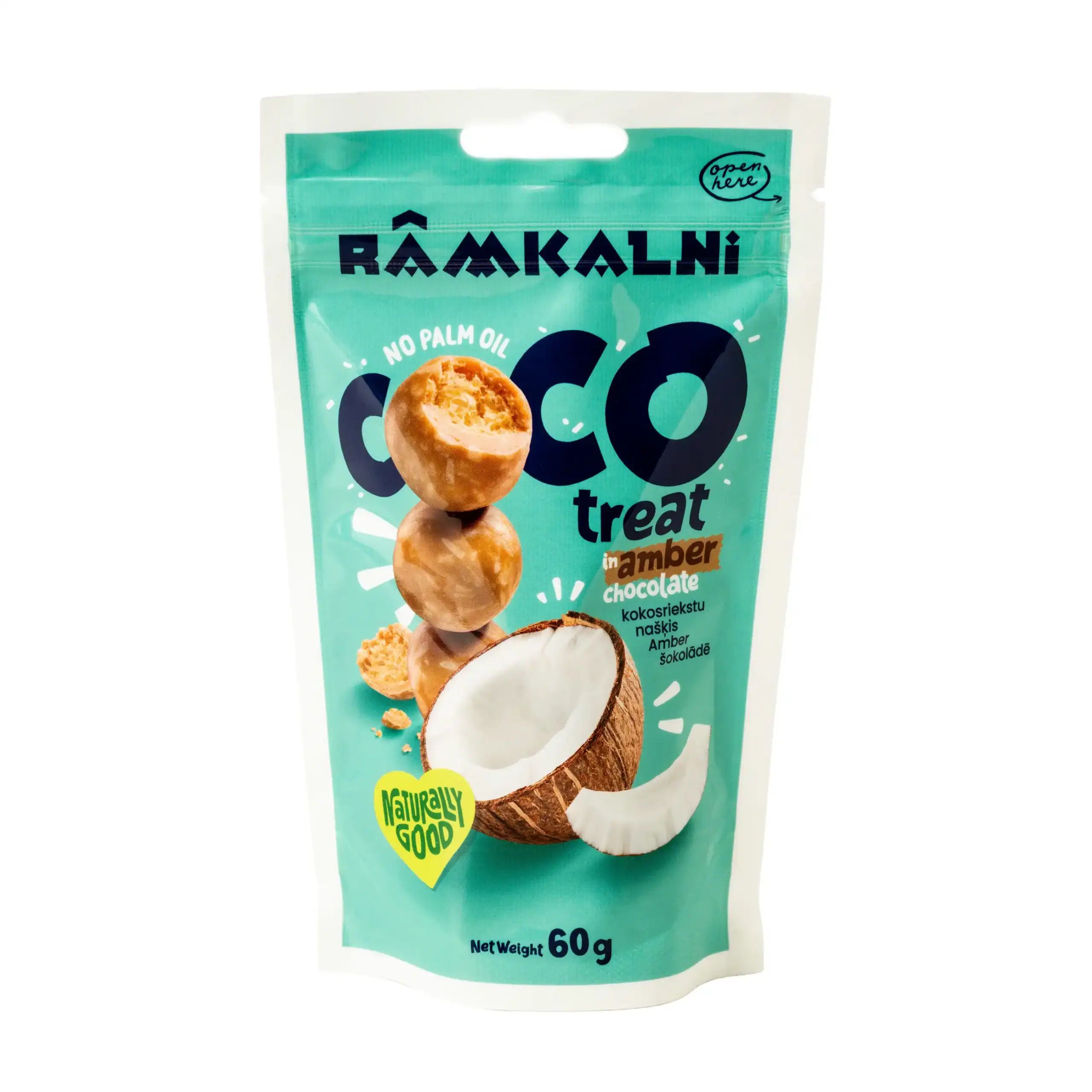 Kokosriekstu našķis Amber šokolādē, 60 g (stāvmaisiņš) — attēls 2