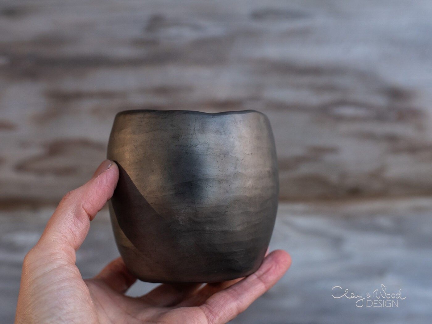 Krūze Clay & Wood Design, 240 ml, keramika, melnā krāsā — attēls 2