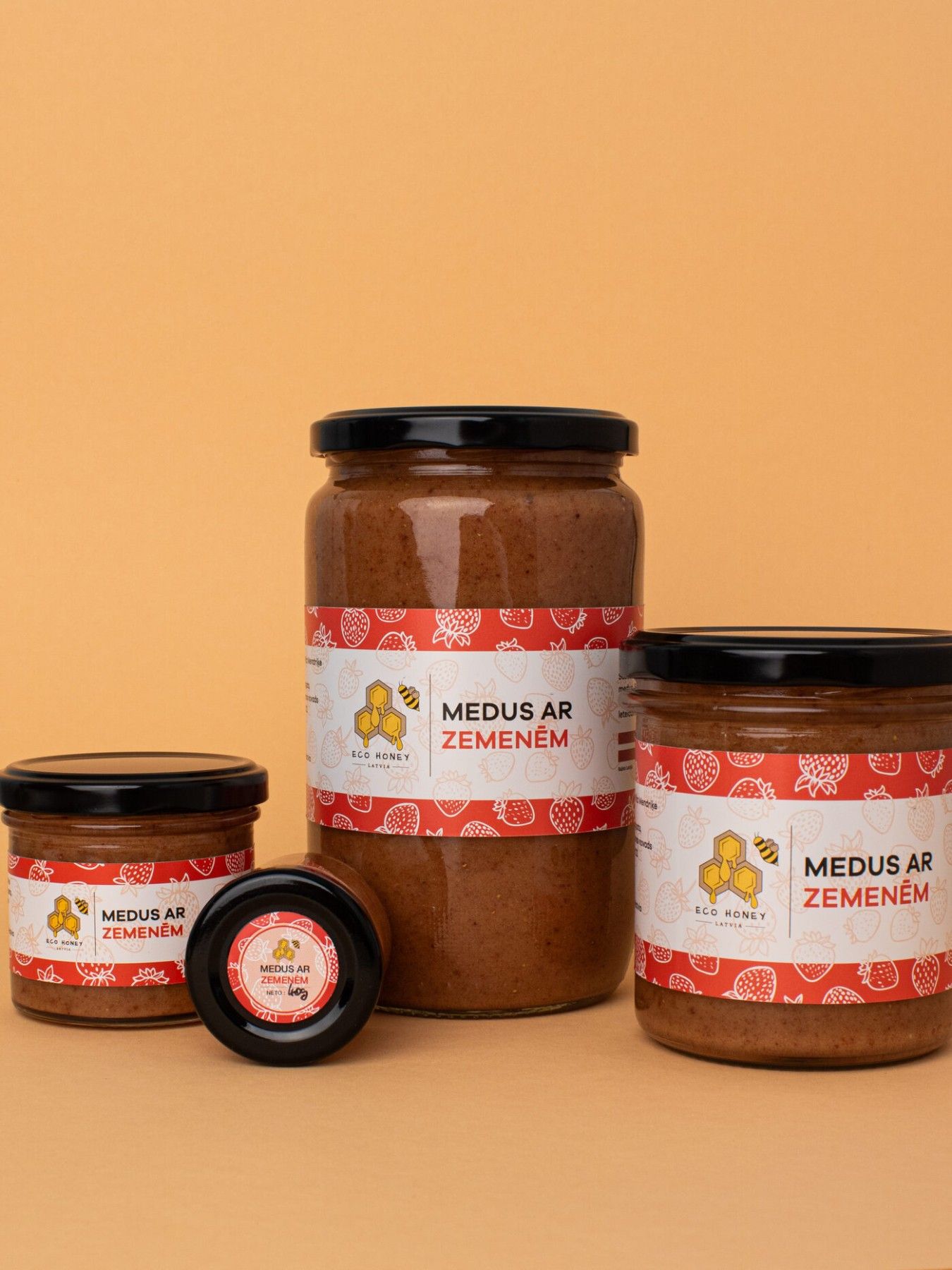 Medus ar piedevām EcoHoney Latvia, 900 g, krēmveida (putots)