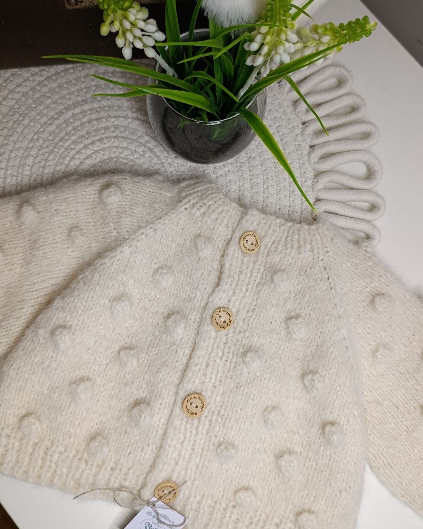 Zīdaiņiem Bella, 50, 56, 62 cm, vilna, baltā krāsā