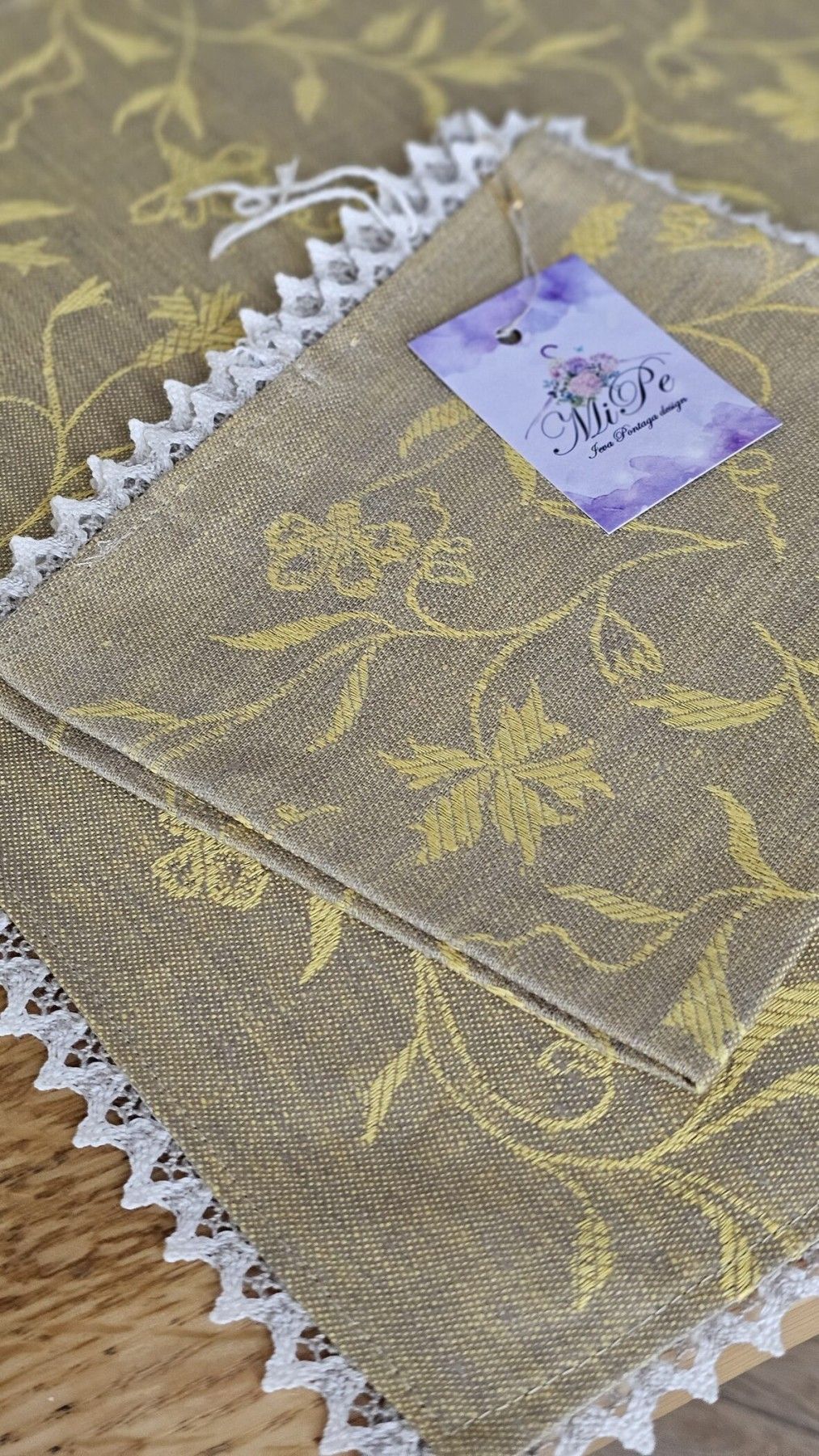 Galda paliktnis MiPe Design, jaukts audums, dzeltenā krāsā