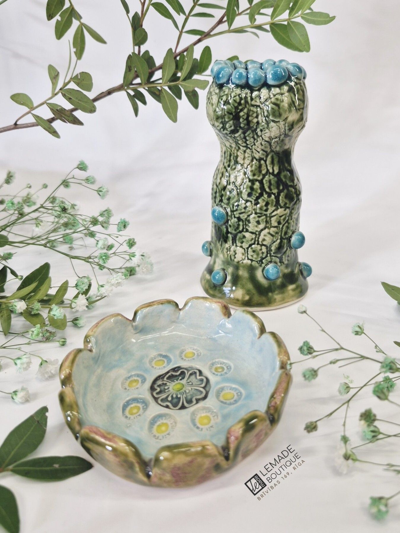 Vāze LeMade, augstums 12,5 cm, keramika, zaļā krāsā — attēls 3