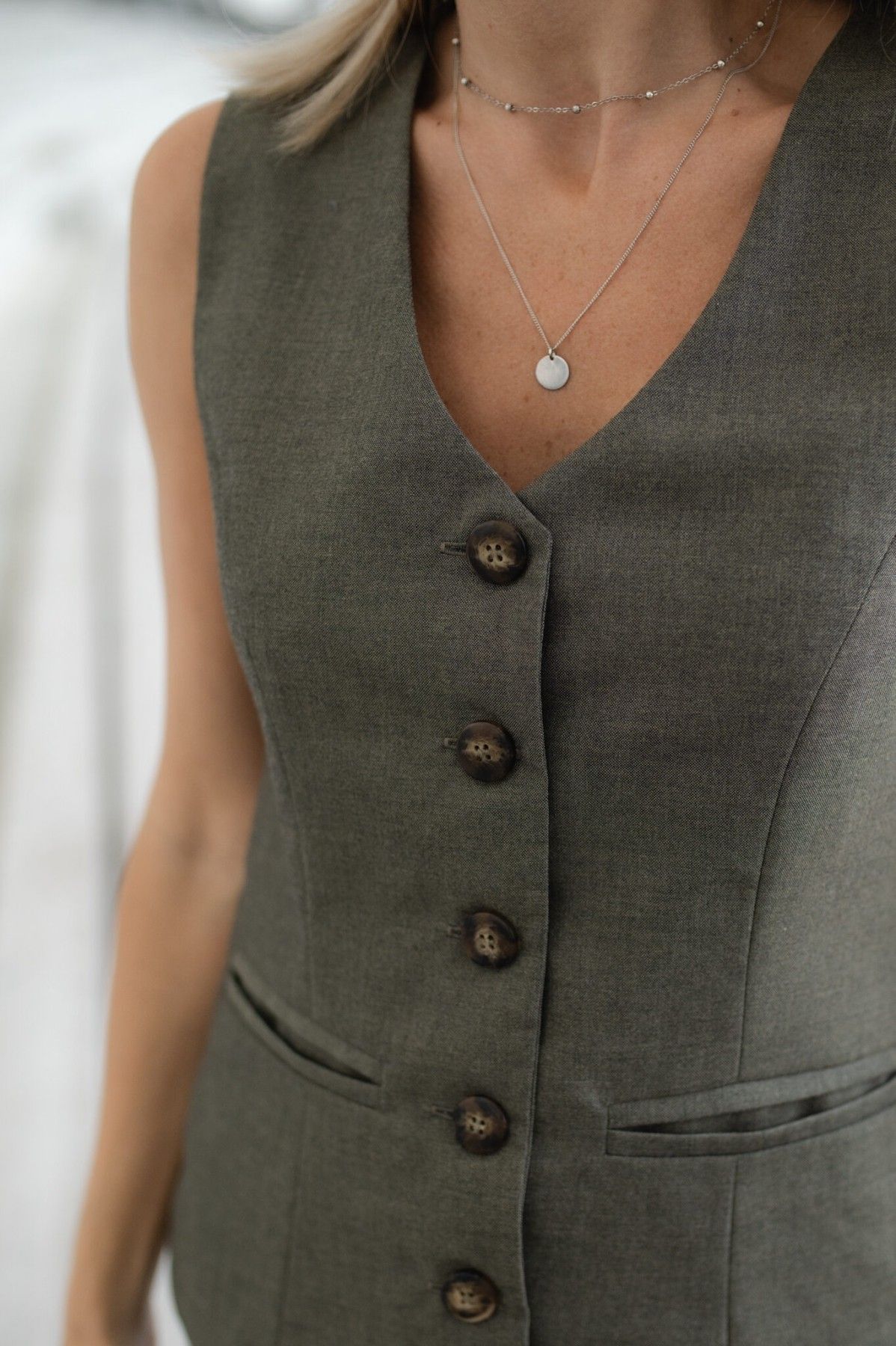Sieviešu veste TRU:DE, XS, S, L, XL, viskoze, pelēkā krāsā — attēls 4
