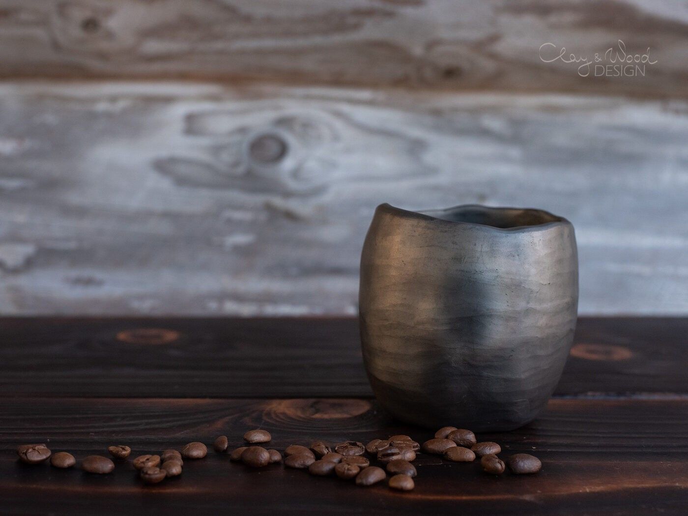 Krūze Clay & Wood Design, 240 ml, keramika, melnā krāsā