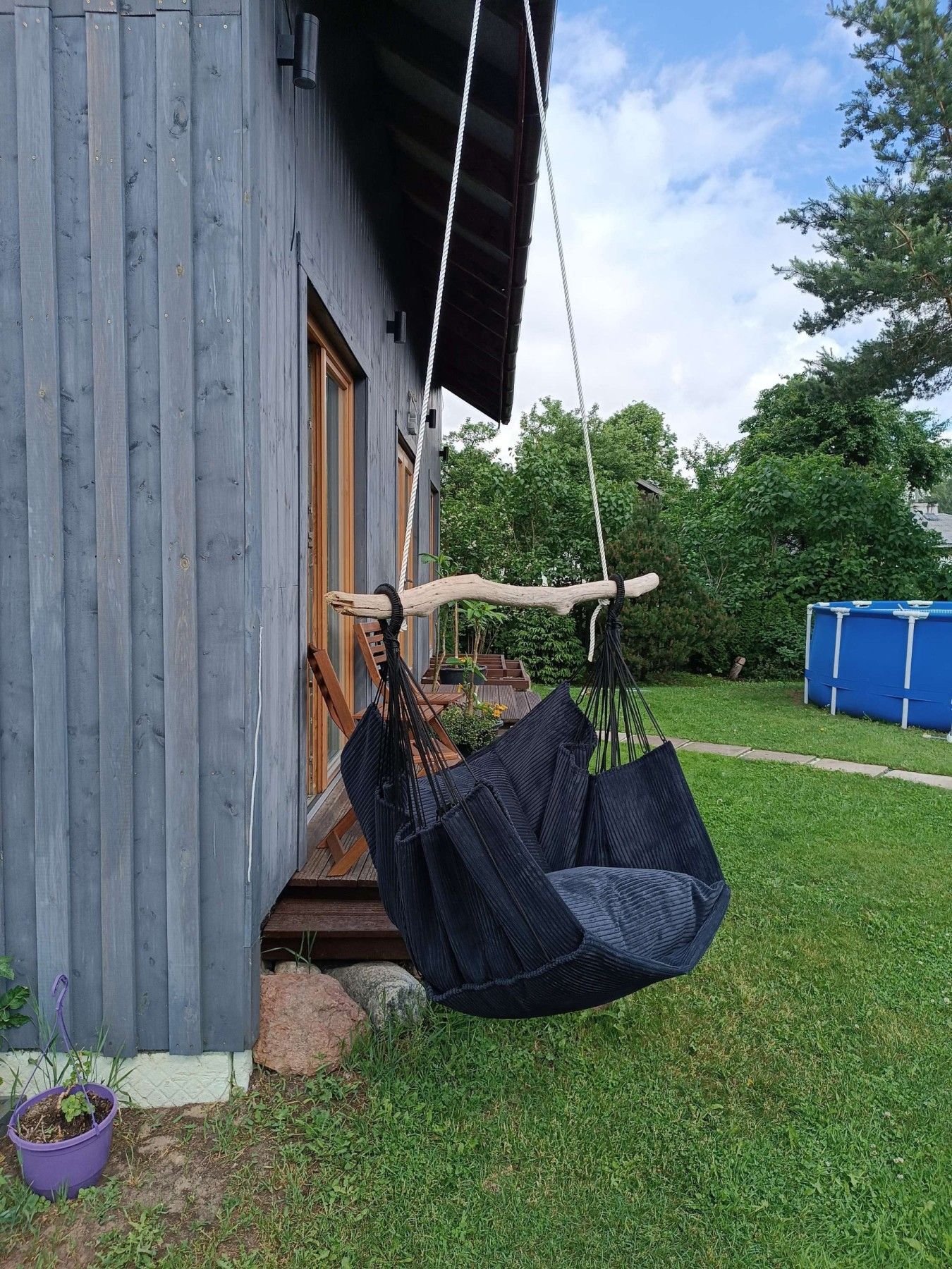Šūpuļkrēsls Decochair, koks, tekstils, melnā krāsā — attēls 4