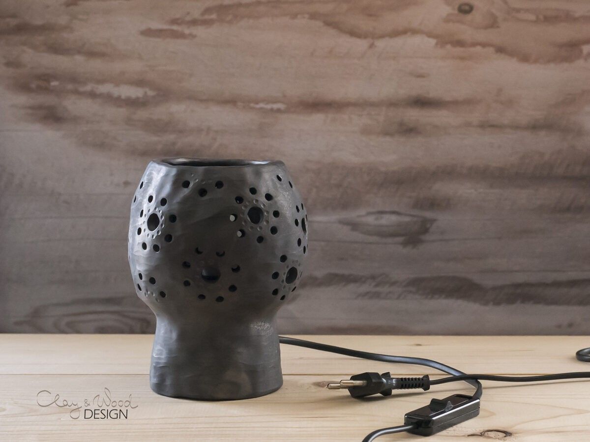 Galda lampa Clay & Wood Design, E14, melnā krāsā — attēls 3