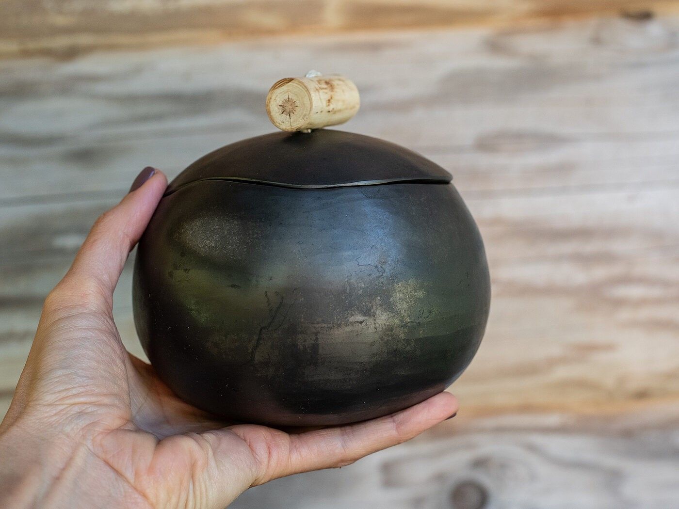 Uzglabāšanas trauks Clay & Wood Design, 575 ml, melnā krāsā — attēls 3