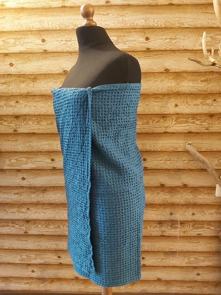 Dvielis Latvaslini, vannas, lins / kokvilna, zilā krāsā — attēls 4
