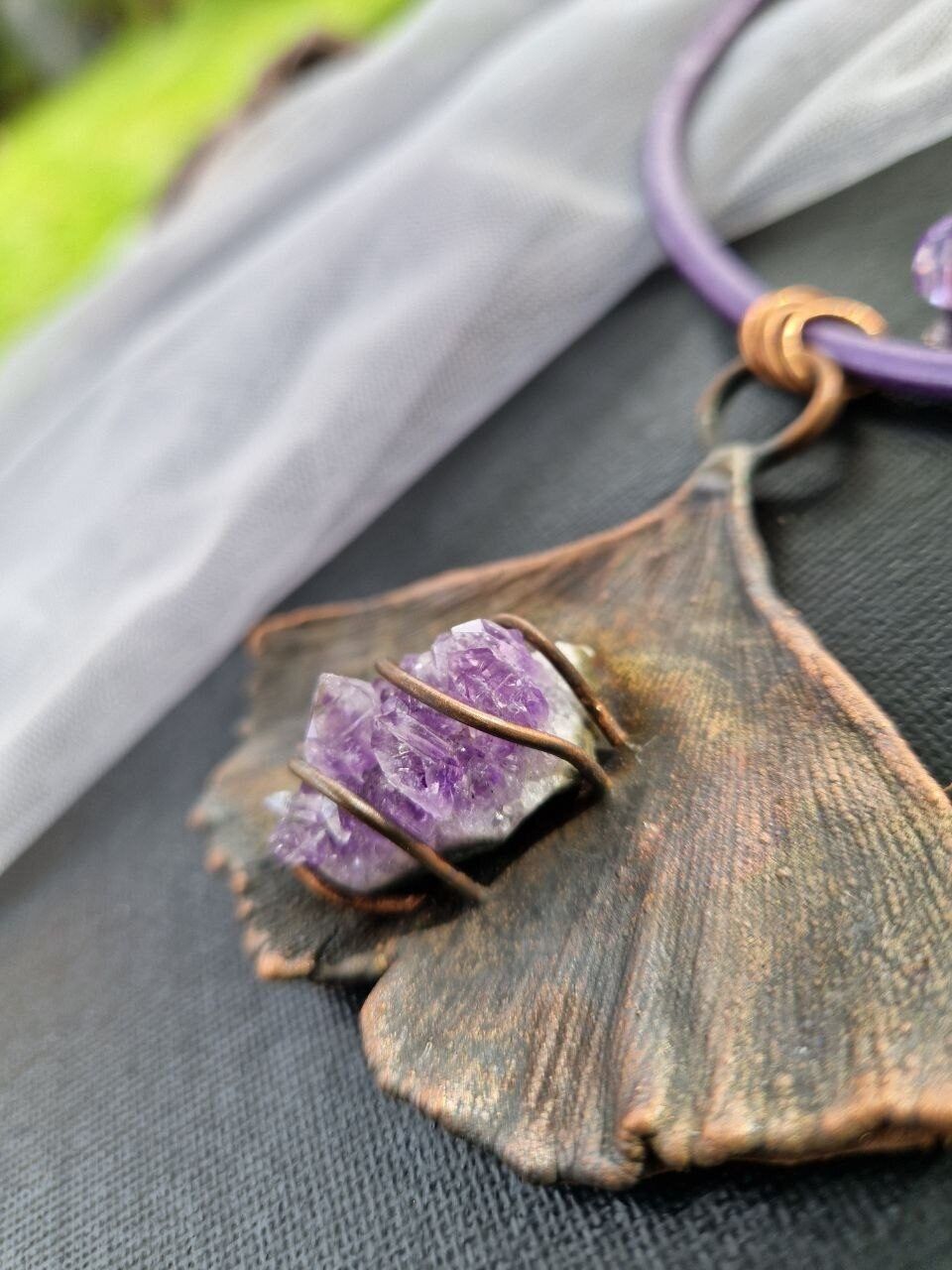 Kaklarota Odze Art, garums 40 cm, brūnā, violetā krāsā — attēls 2