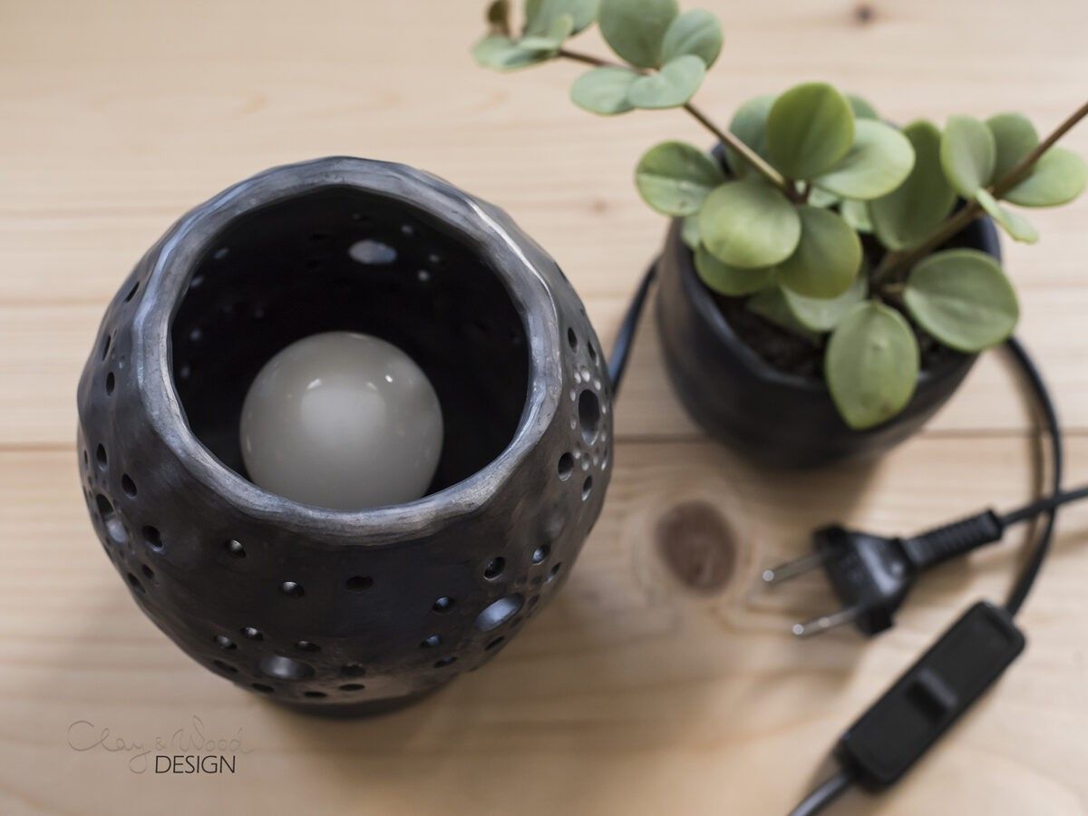 Galda lampa Clay & Wood Design, E14, melnā krāsā — attēls 5