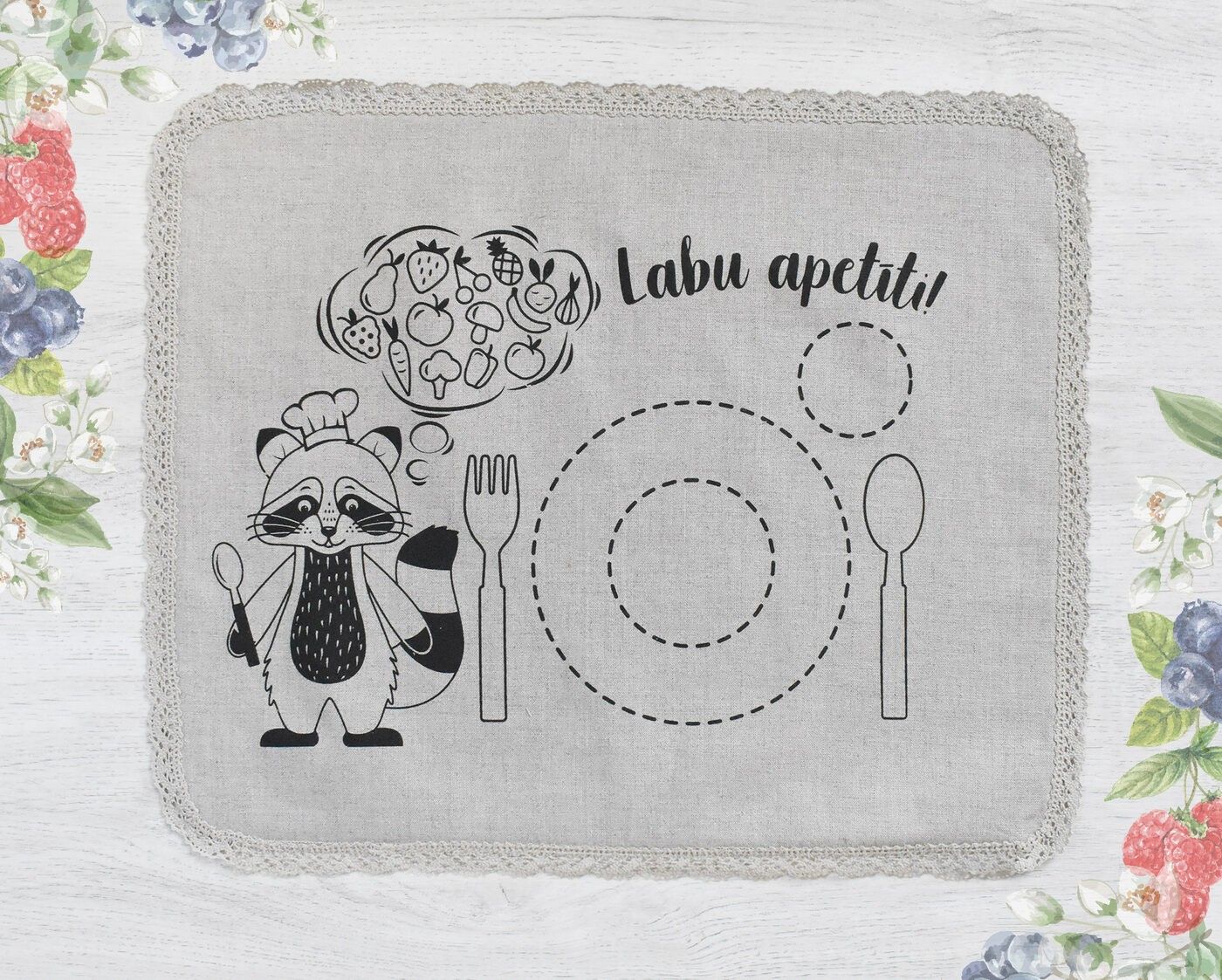 Galda paliktnis Madeira Handmade, lins, pelēkā krāsā — attēls 3