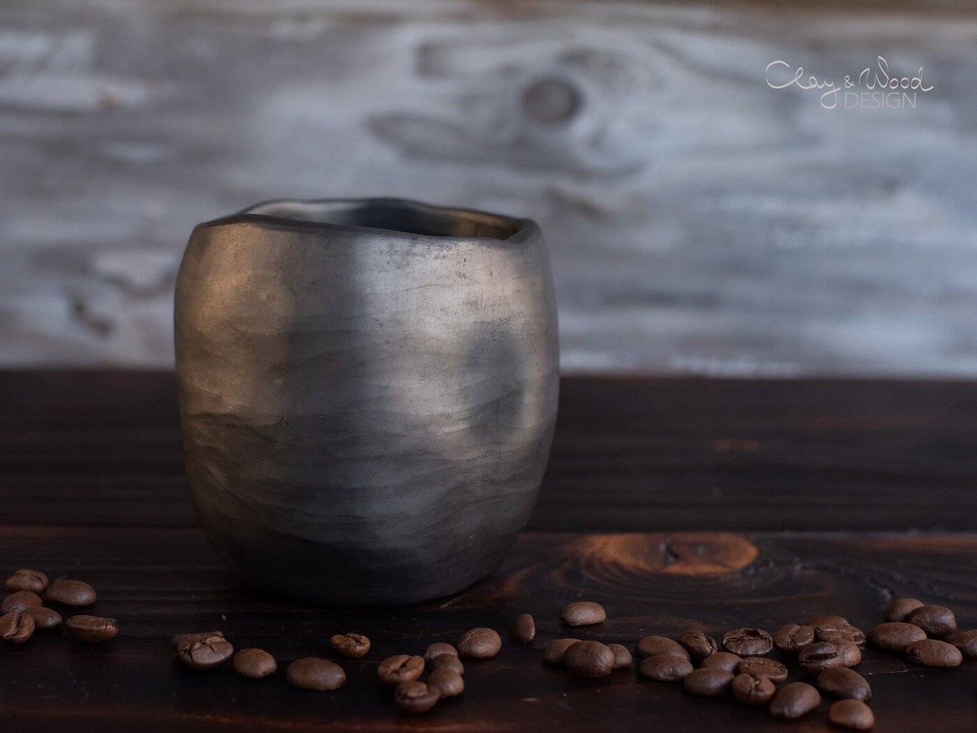 Krūze Clay & Wood Design, 240 ml, keramika, melnā krāsā — attēls 3