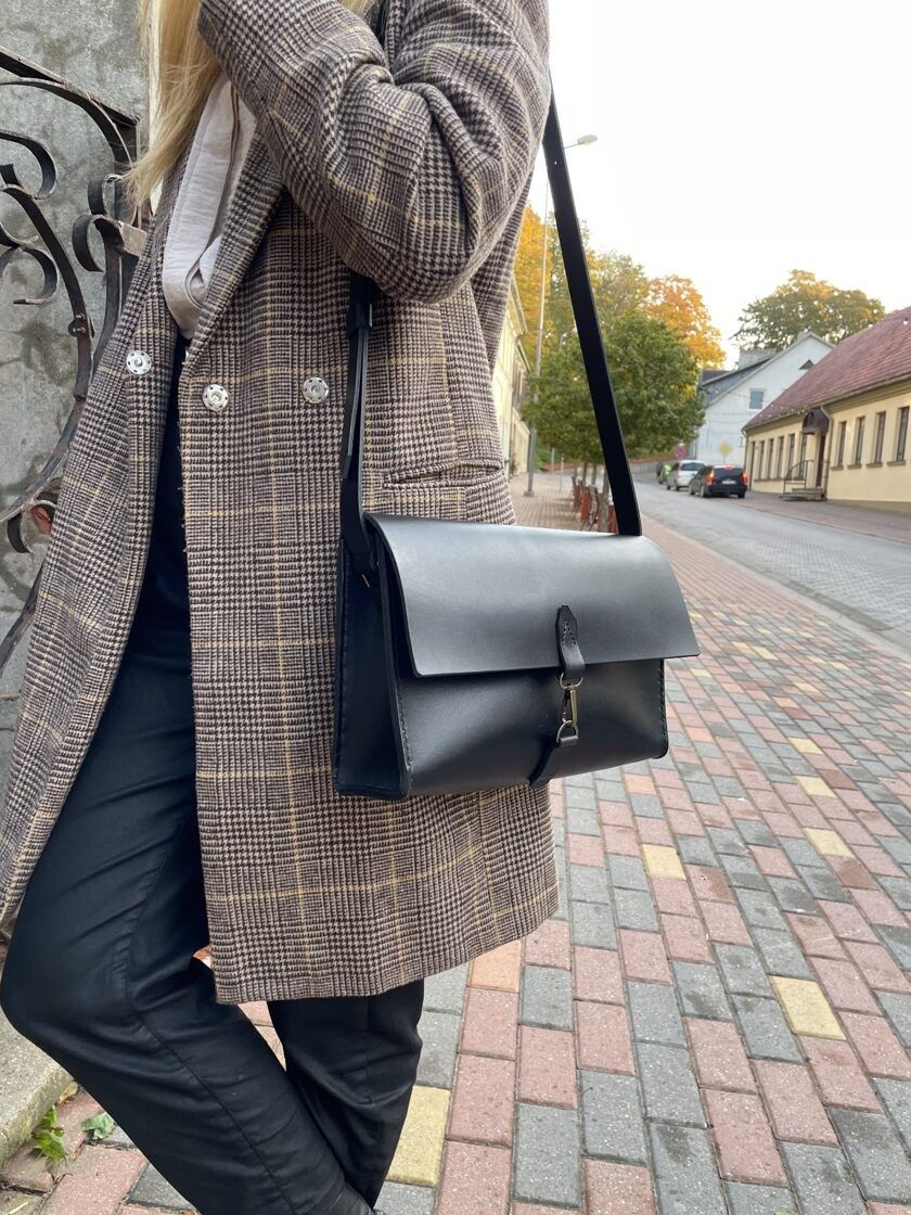 Plecu soma StoneHill, vidēja, āda, melnā krāsā — attēls 3