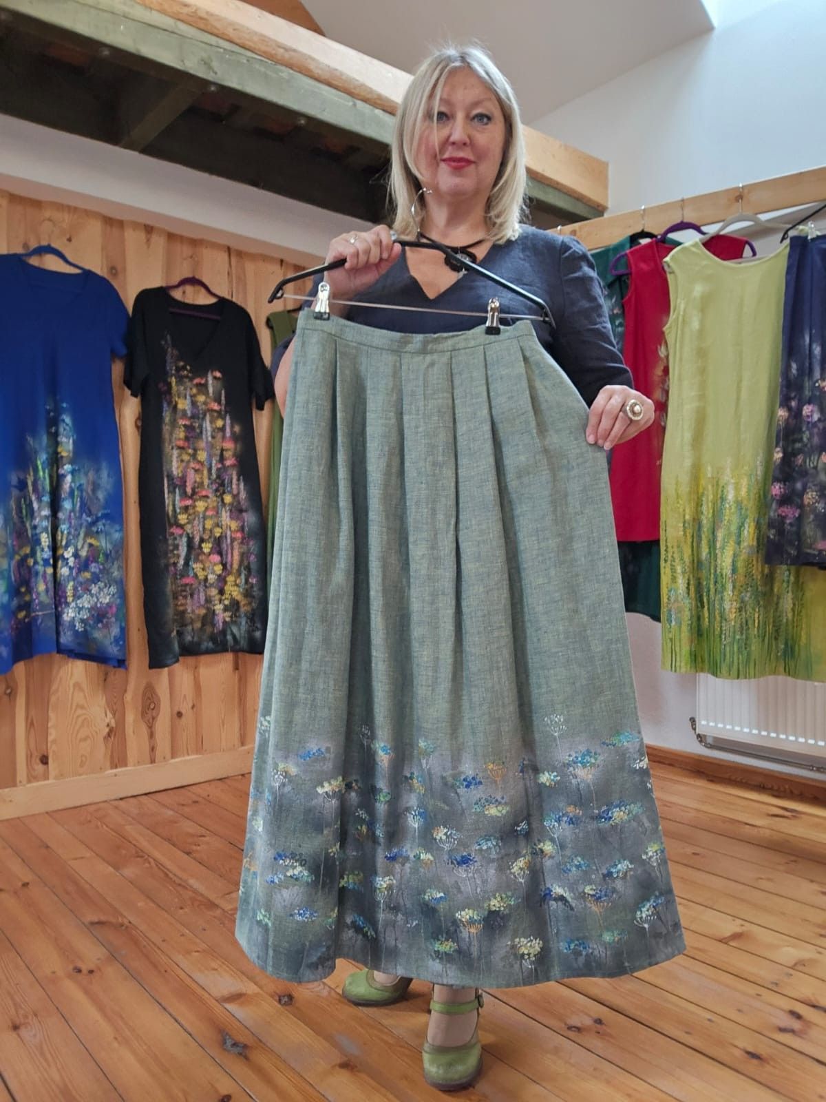 Svārki Agnese Vaļiniece, 4XL, 5XL, 6XL, maksi, lins — attēls 2
