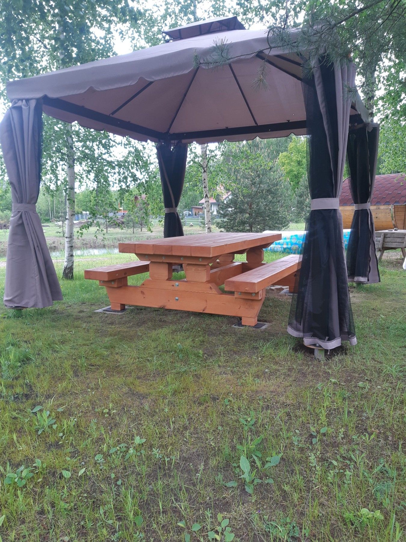 Dārza galds Timber Dream Masīvs, platums 200 cm, koks — attēls 3