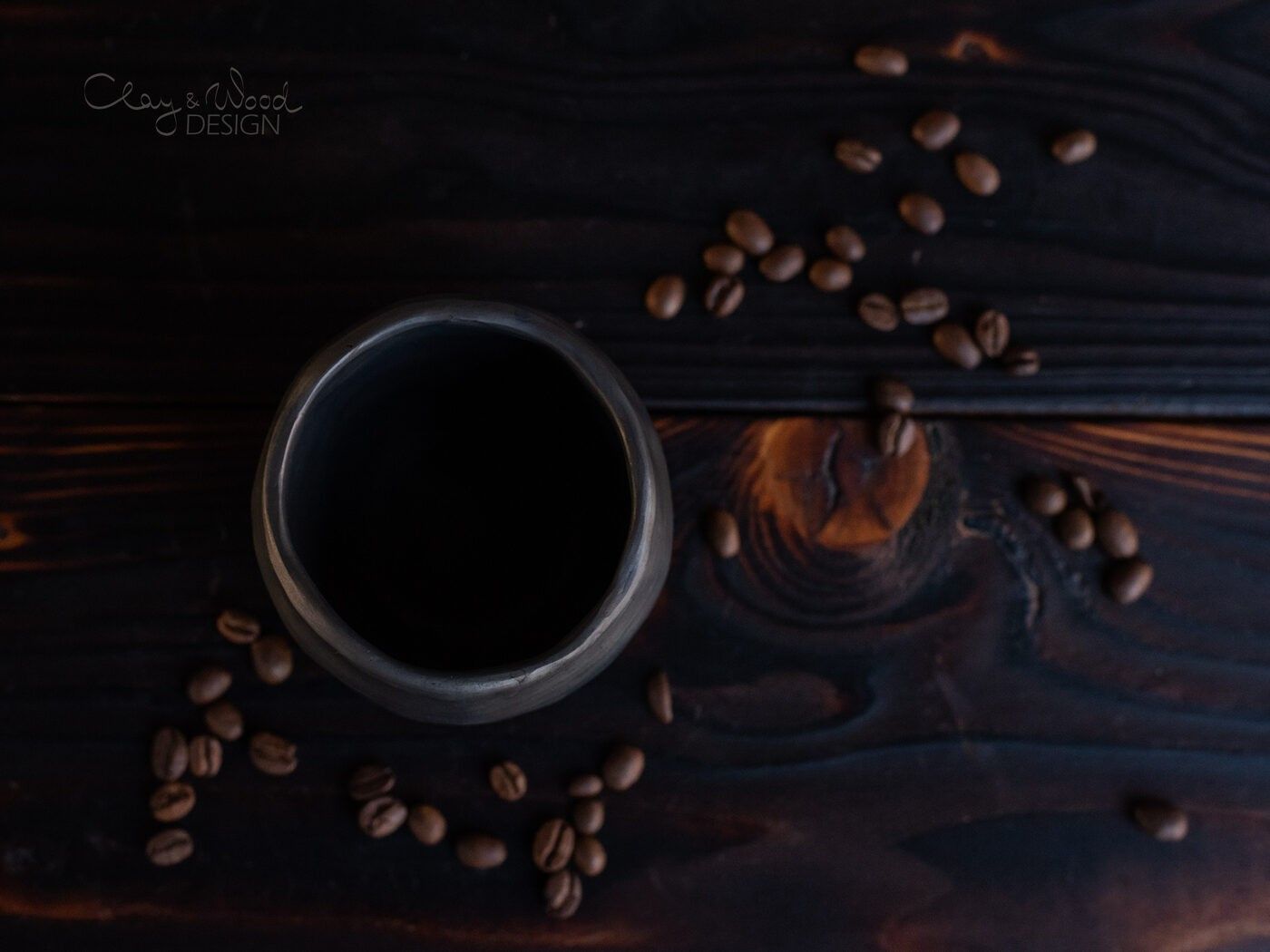 Krūze Clay & Wood Design, 240 ml, keramika, melnā krāsā — attēls 4