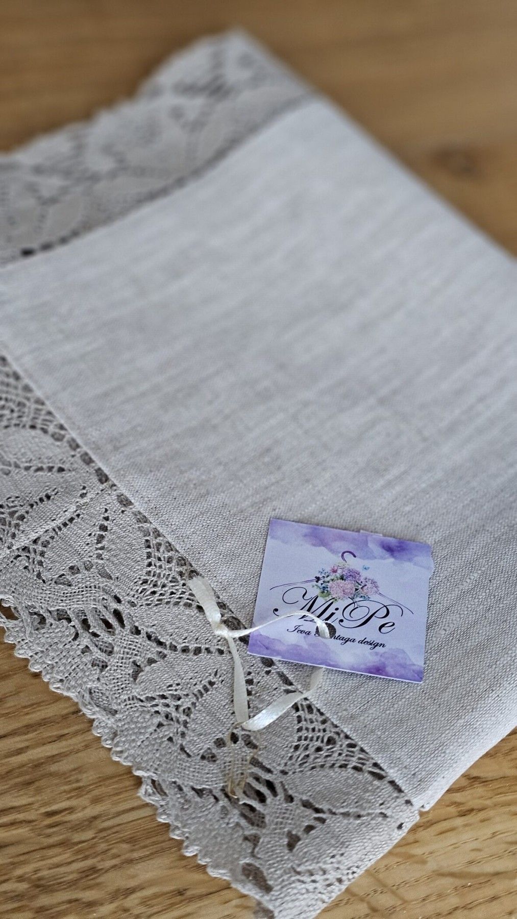 Galda paliktnis MiPe Design, lins, bēšā krāsā — attēls 3