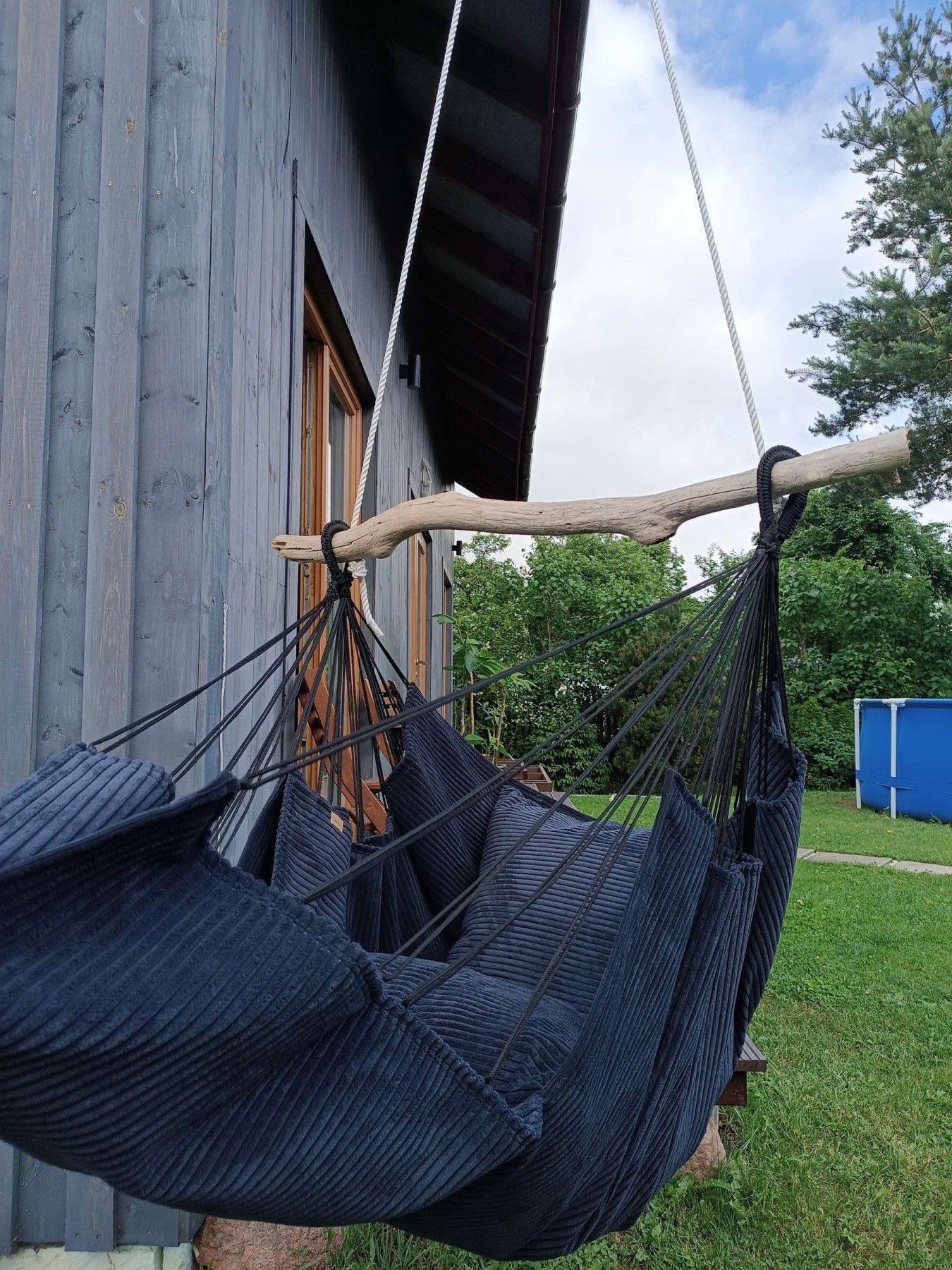 Šūpuļkrēsls Decochair, koks, tekstils, melnā krāsā — attēls 2