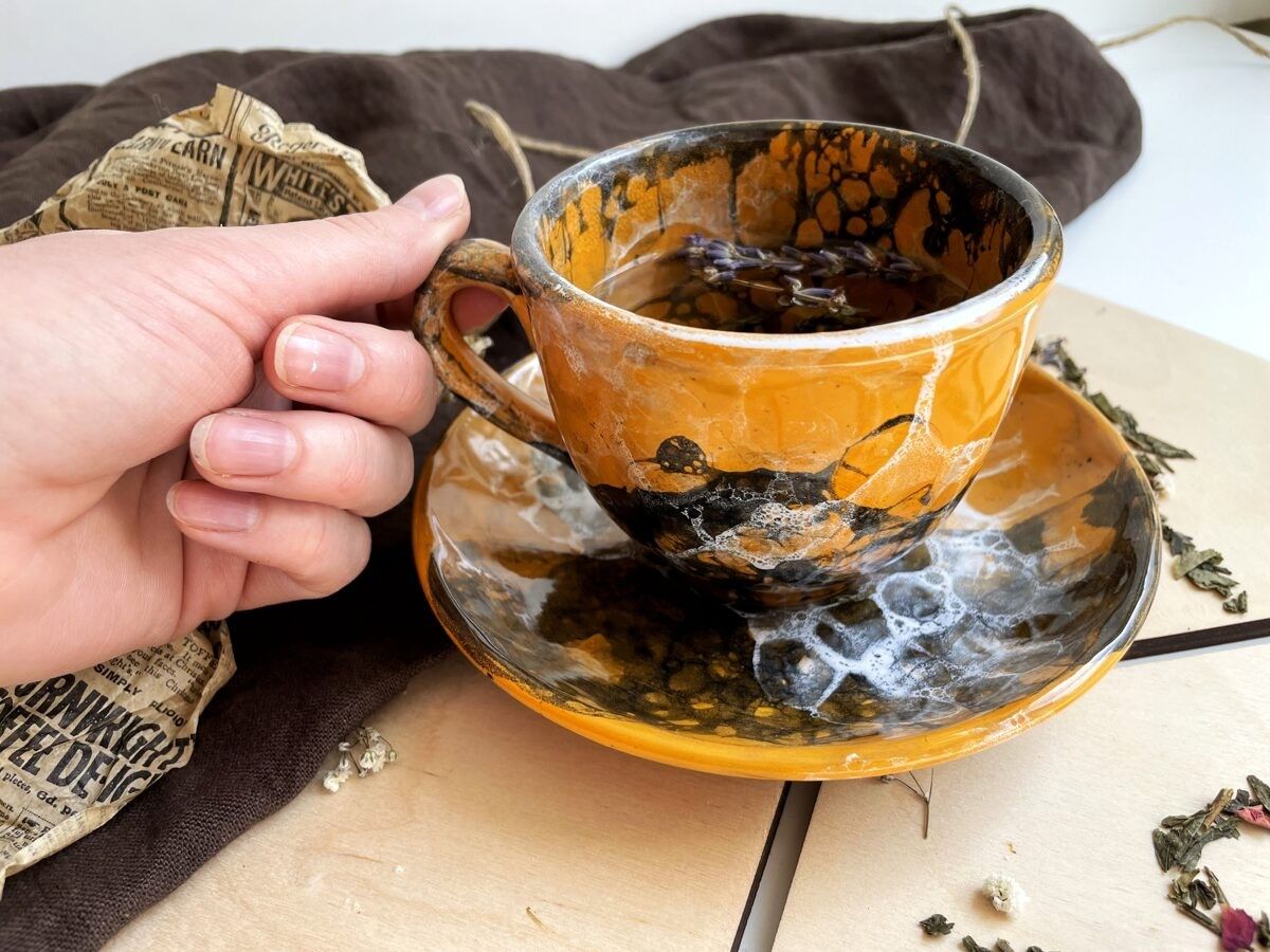 Tējas krūze LeMade, keramika, oranžā krāsā — attēls 2