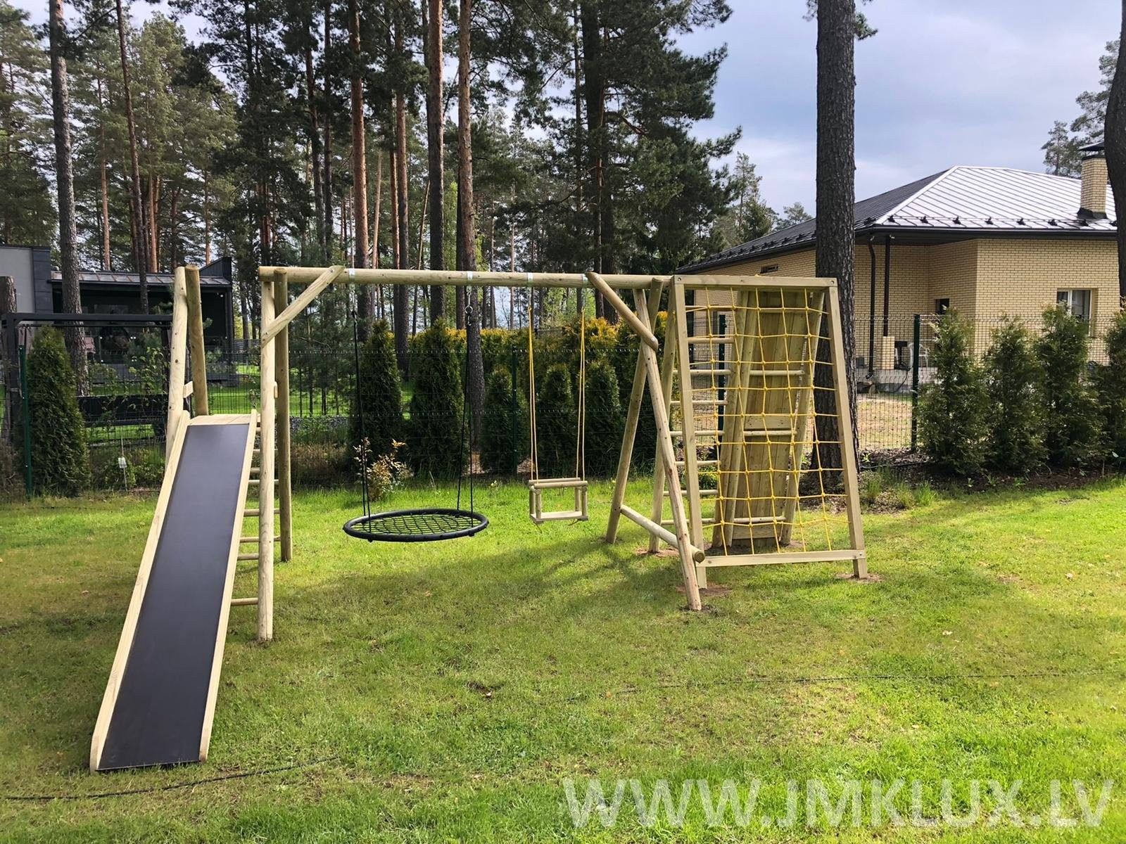 Ligzdas šūpoles JMK LUX, koks, melnā krāsā — attēls 3